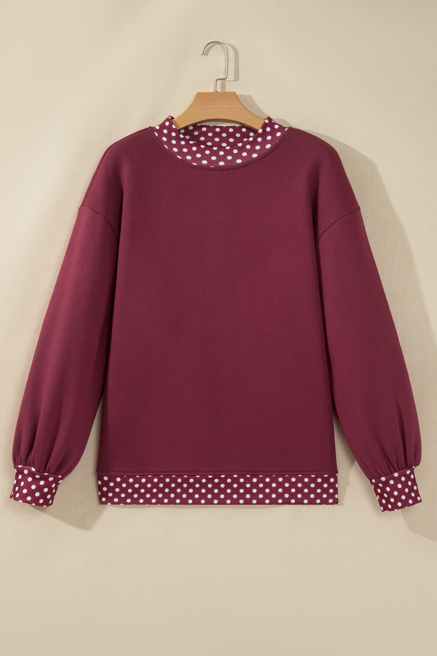 Orange Colorblock Polka Dot Contrast Trim Oversized Sweatshirt