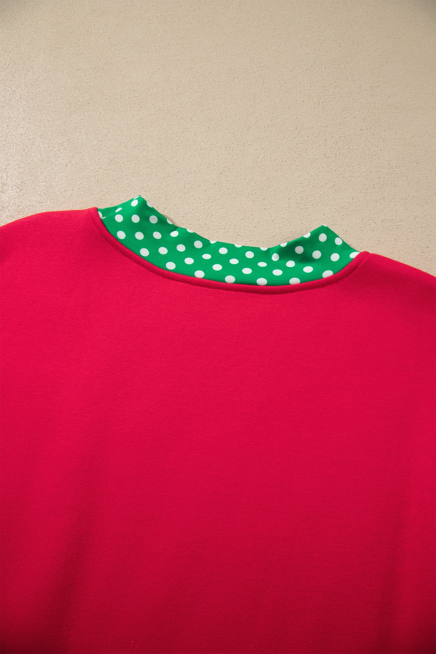 Orange Colorblock Polka Dot Contrast Trim Oversized Sweatshirt