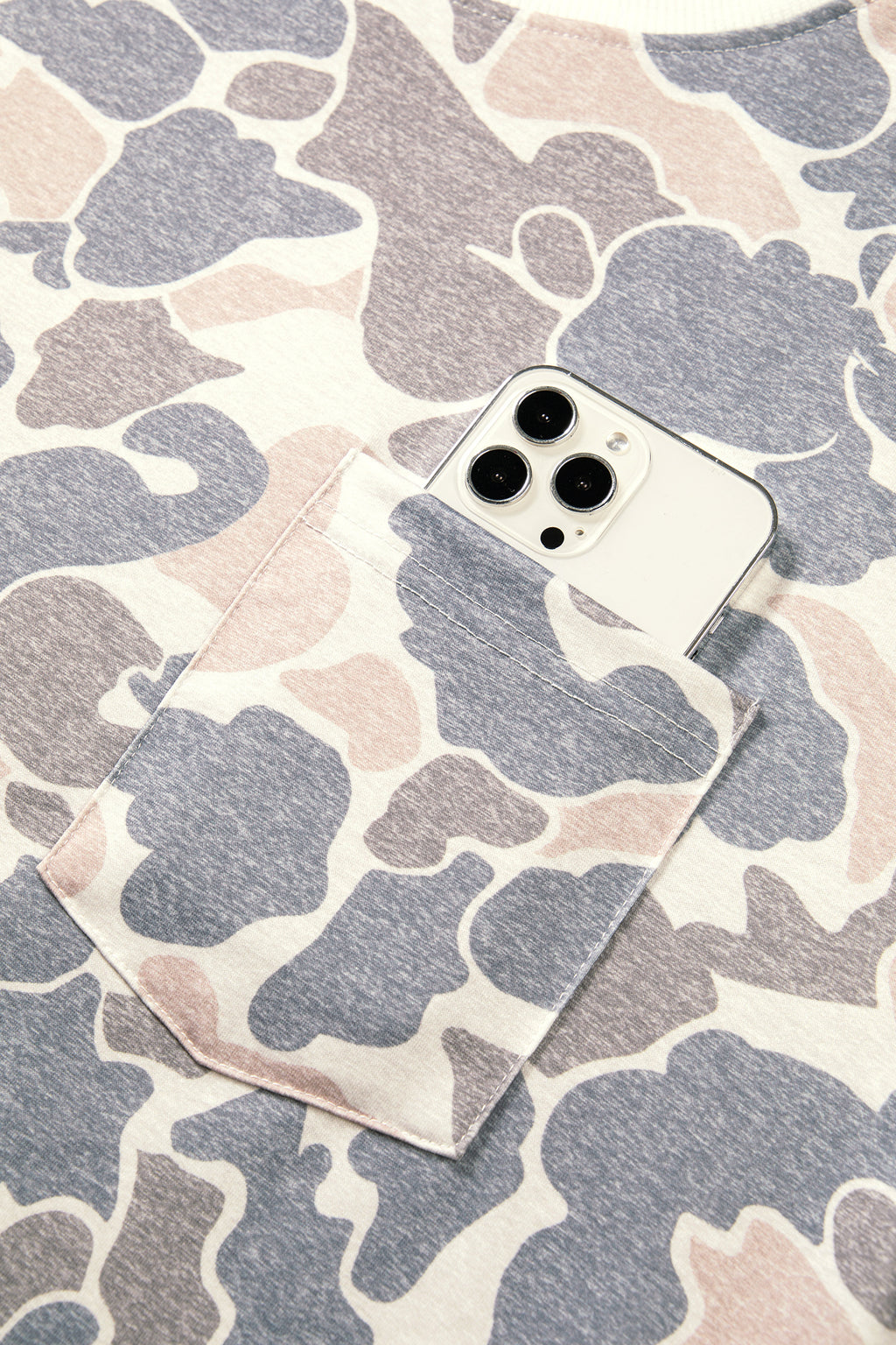 Beige Botanical Camo Print Long Sleeve Pocket Mini Dress
