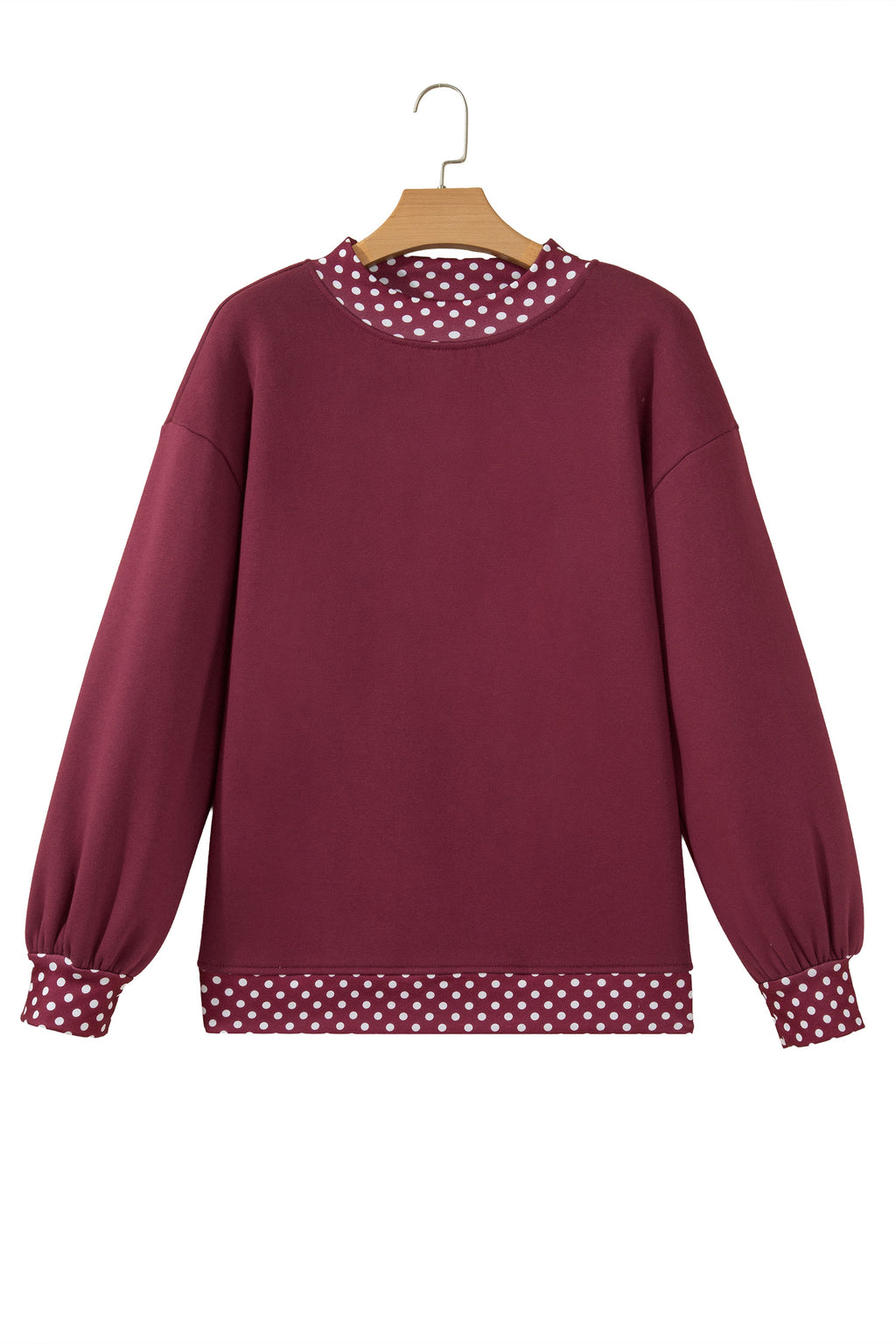 Orange Colorblock Polka Dot Contrast Trim Oversized Sweatshirt