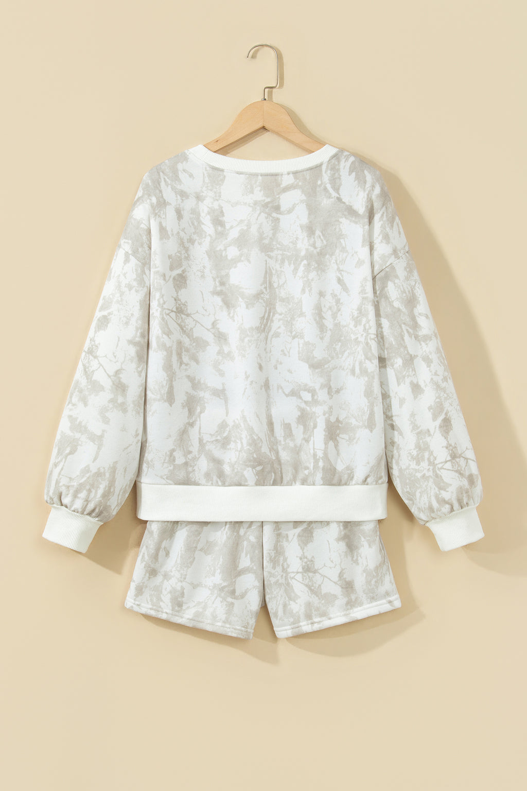 Khaki Woodland Camouflage Long Sleeve Top and Shorts Set