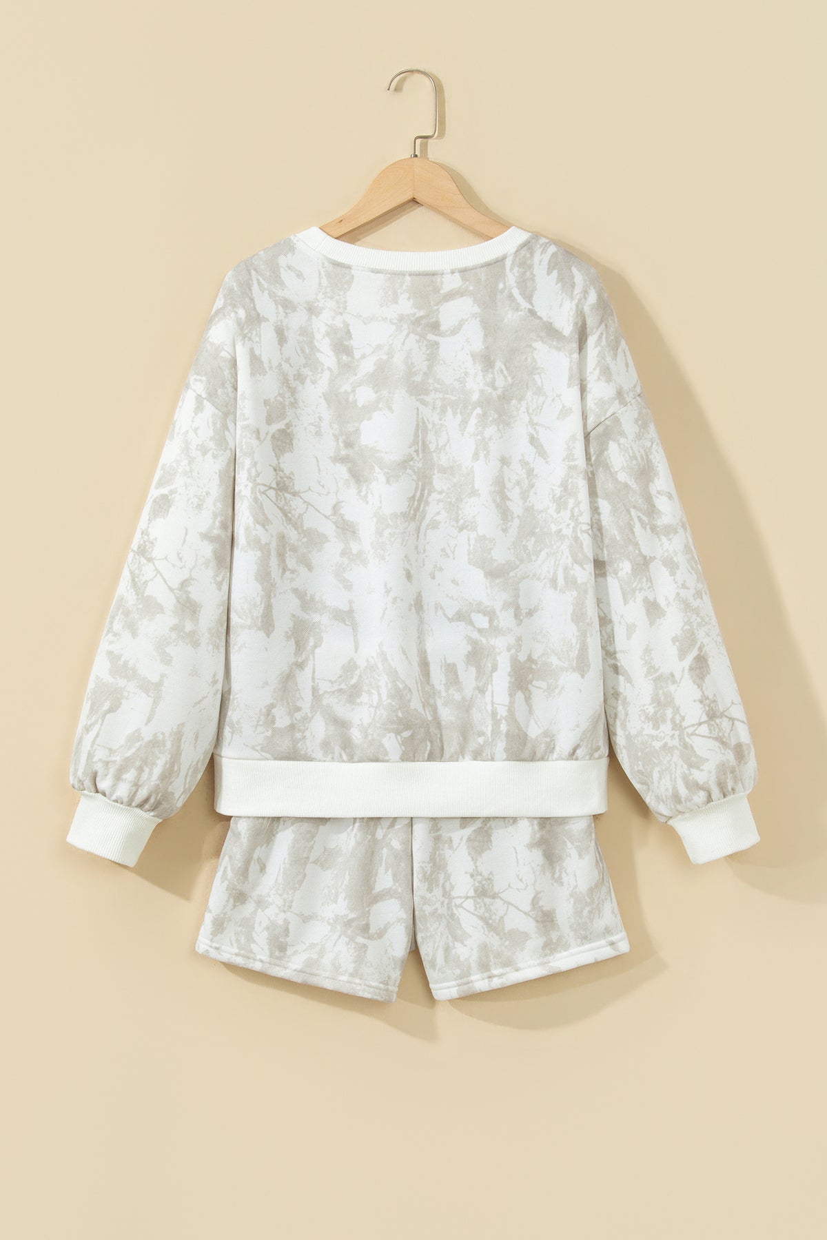 Khaki Woodland Camouflage Long Sleeve Top and Shorts Set