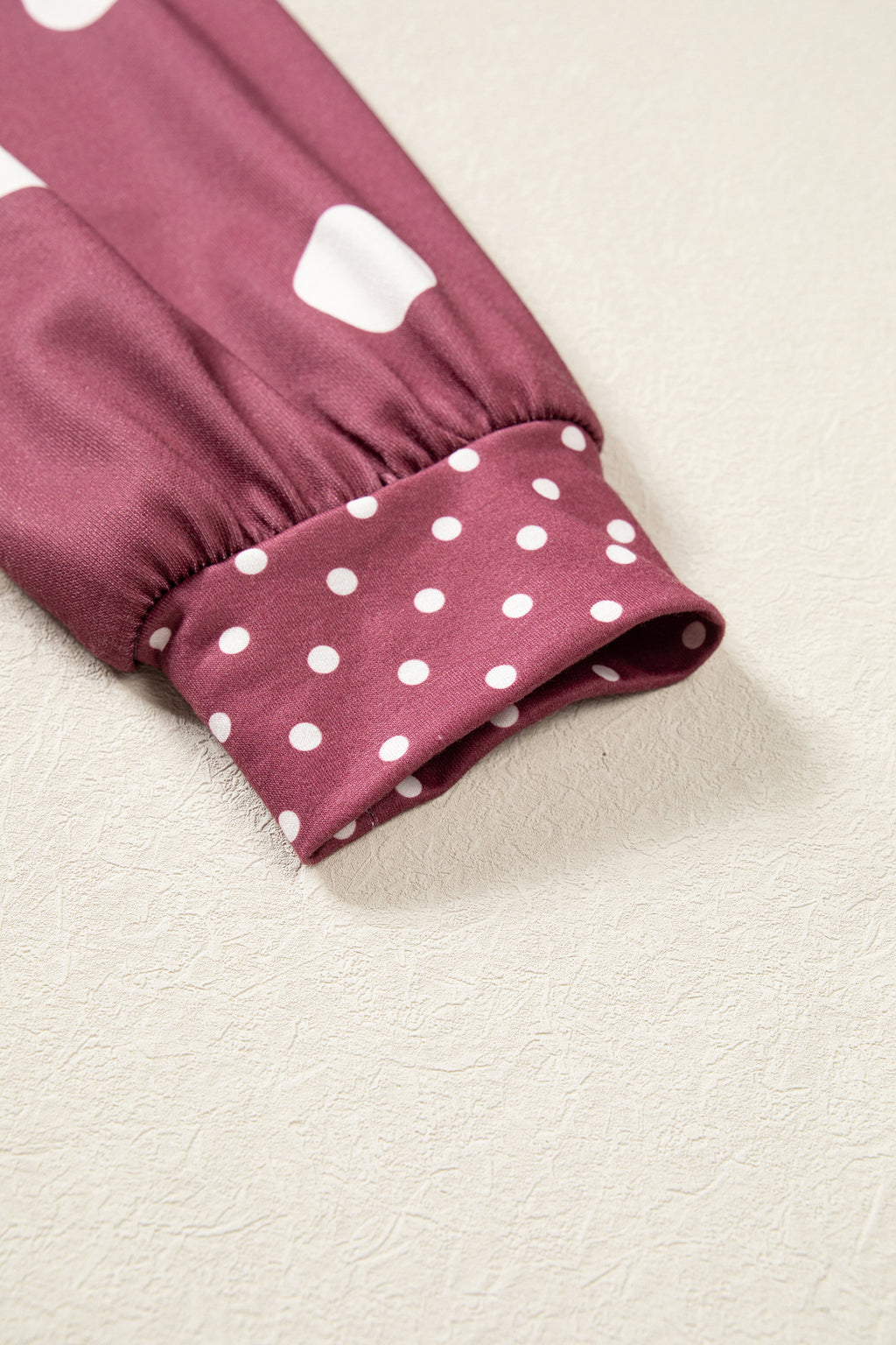 Pink Polka Dot Print Contrast Detail Oversized Tunic Sweatshirt