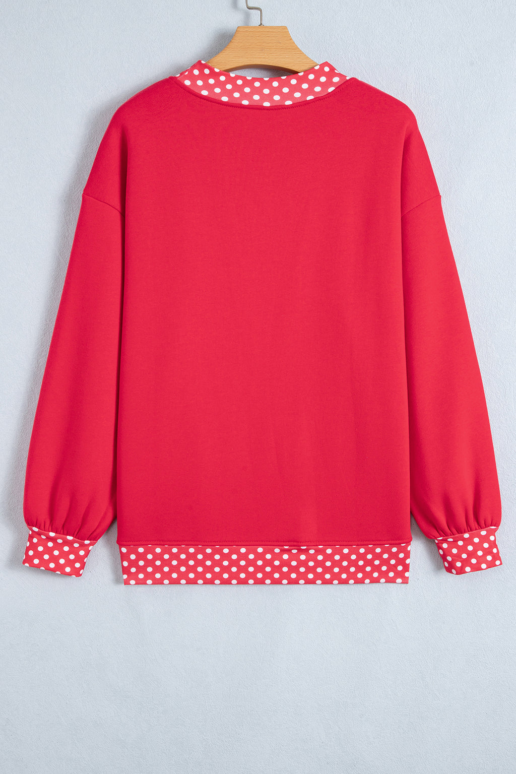 Orange Colorblock Polka Dot Contrast Trim Oversized Sweatshirt