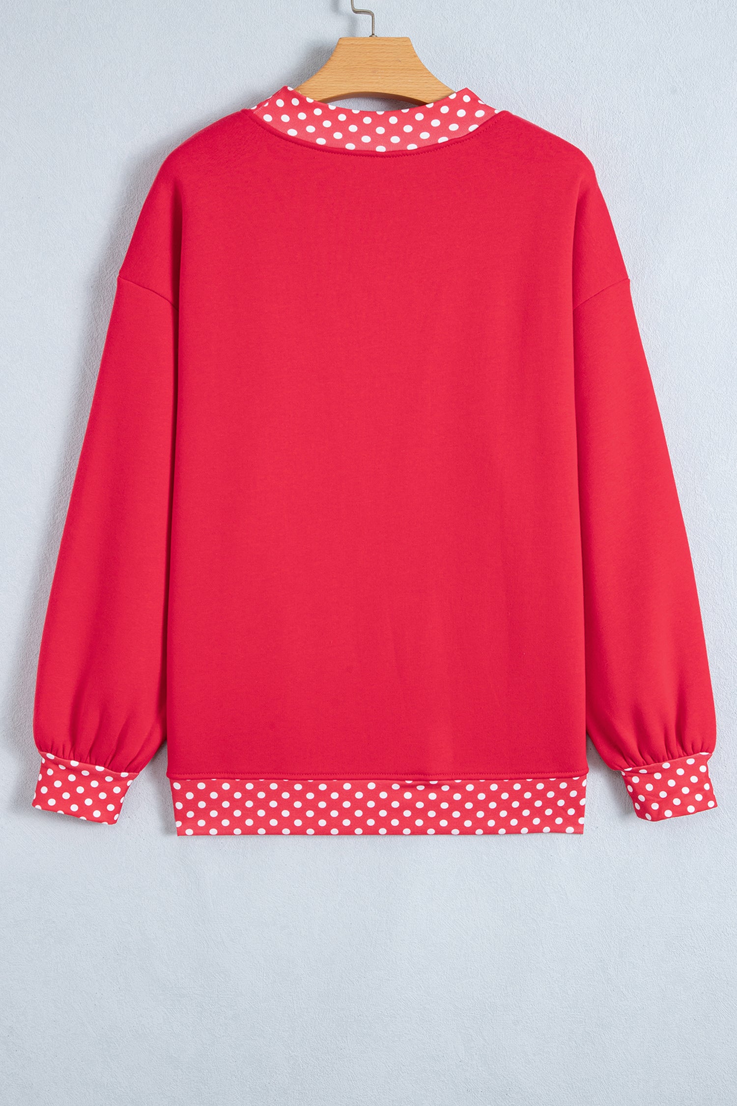 Orange Colorblock Polka Dot Contrast Trim Oversized Sweatshirt