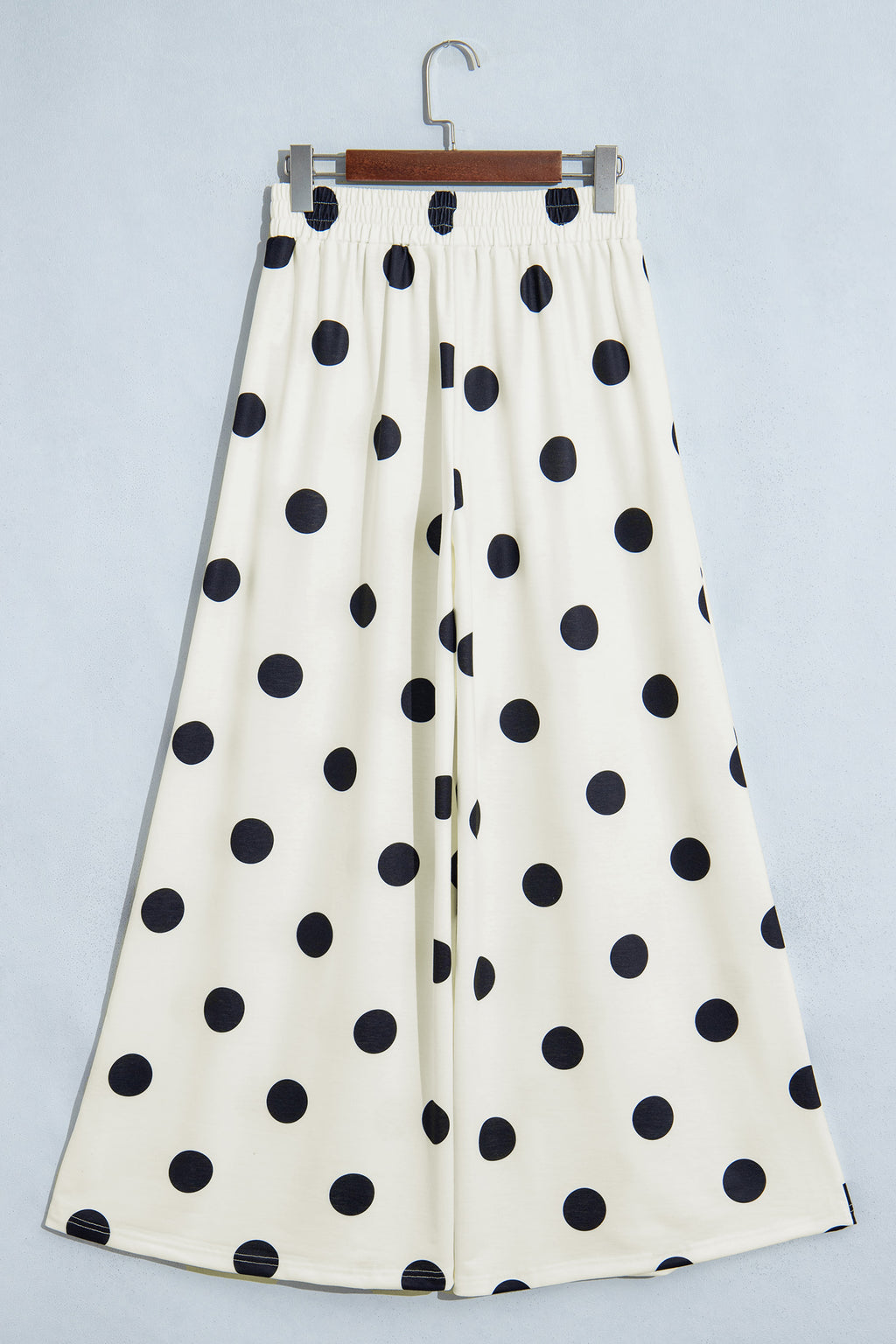 Khaki Polka Dot Wide Leg Elastic Waist Casual Pants
