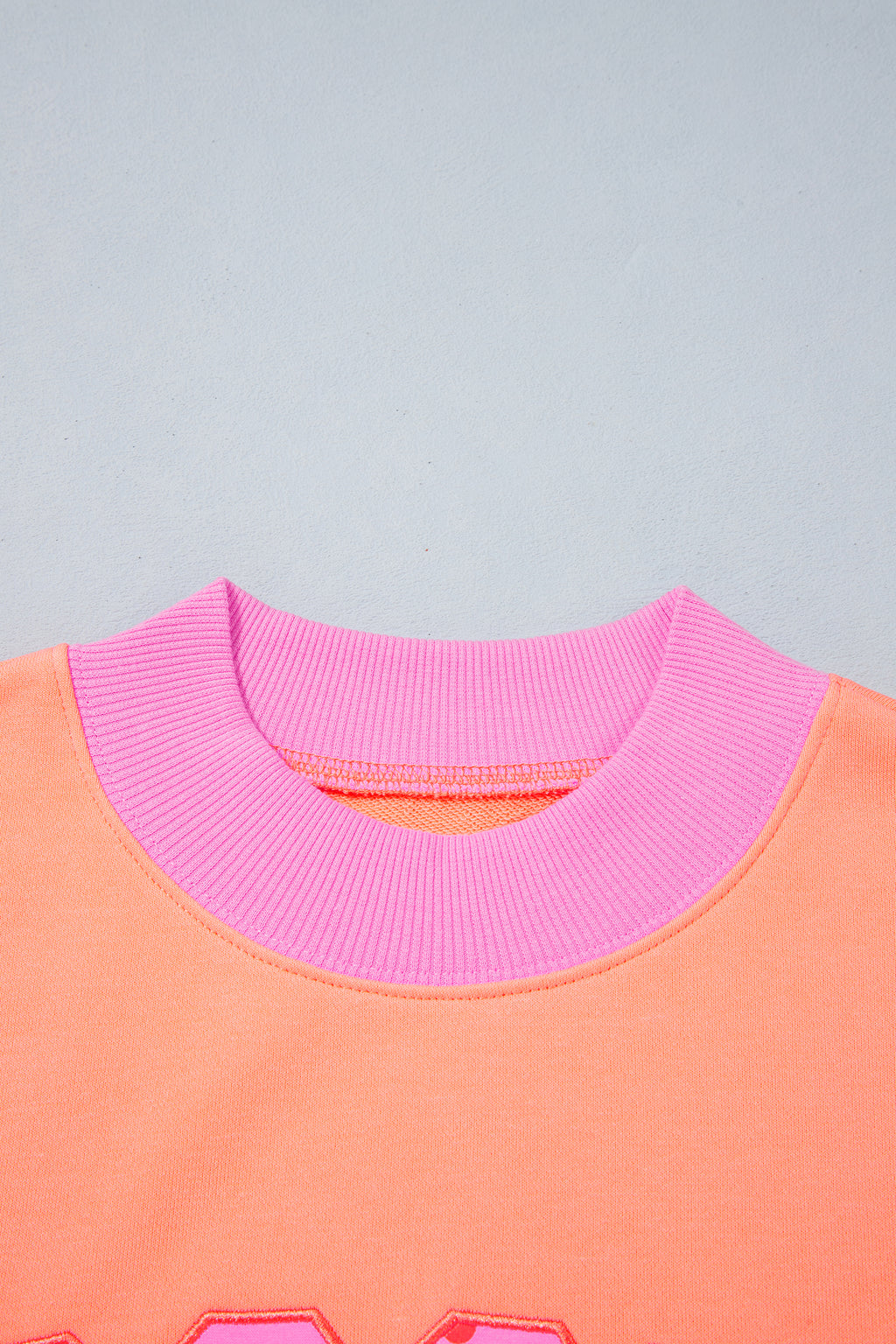 Grapefruit Orange Polka Dot Letter Graphic Colorblock Tunic Sweatshirt