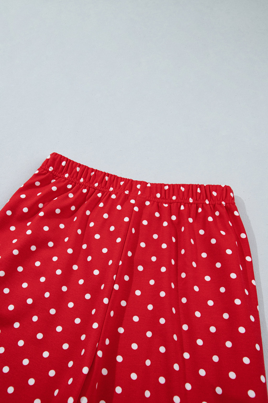 Brown Polka Dot Drawstring Wide Leg Long Sleeve Top Pant Set