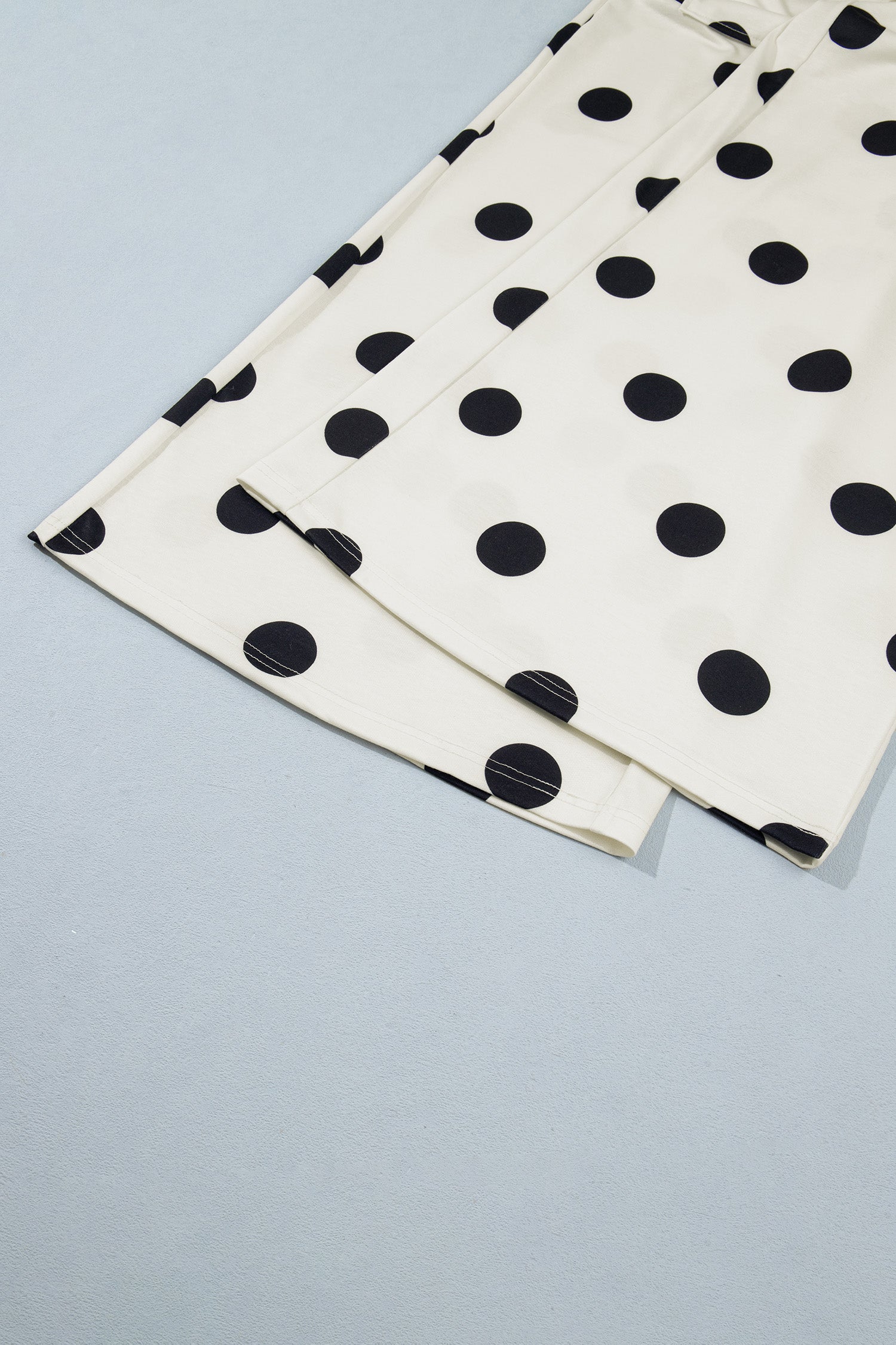 Khaki Polka Dot Wide Leg Elastic Waist Casual Pants