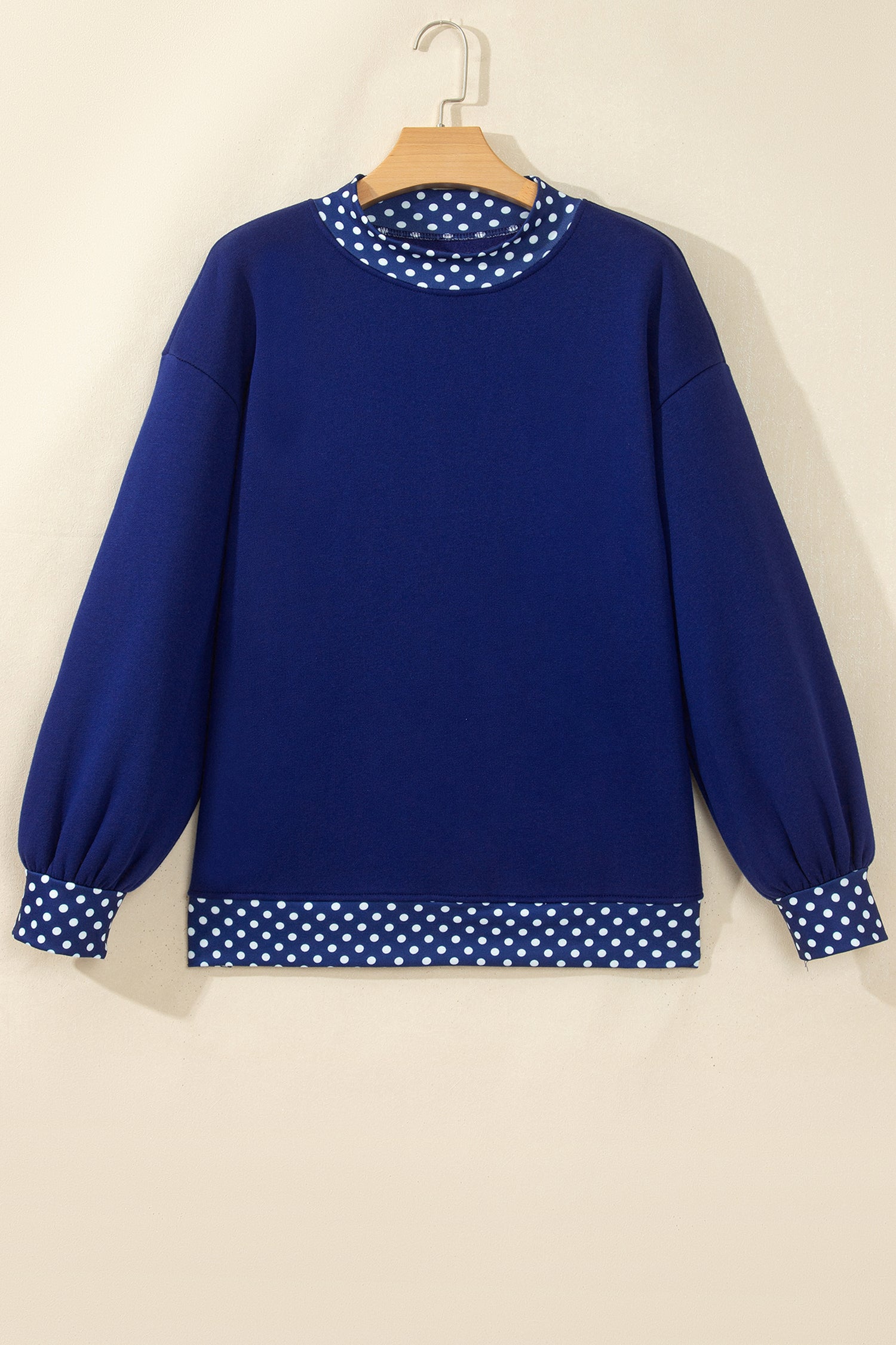 Orange Colorblock Polka Dot Contrast Trim Oversized Sweatshirt