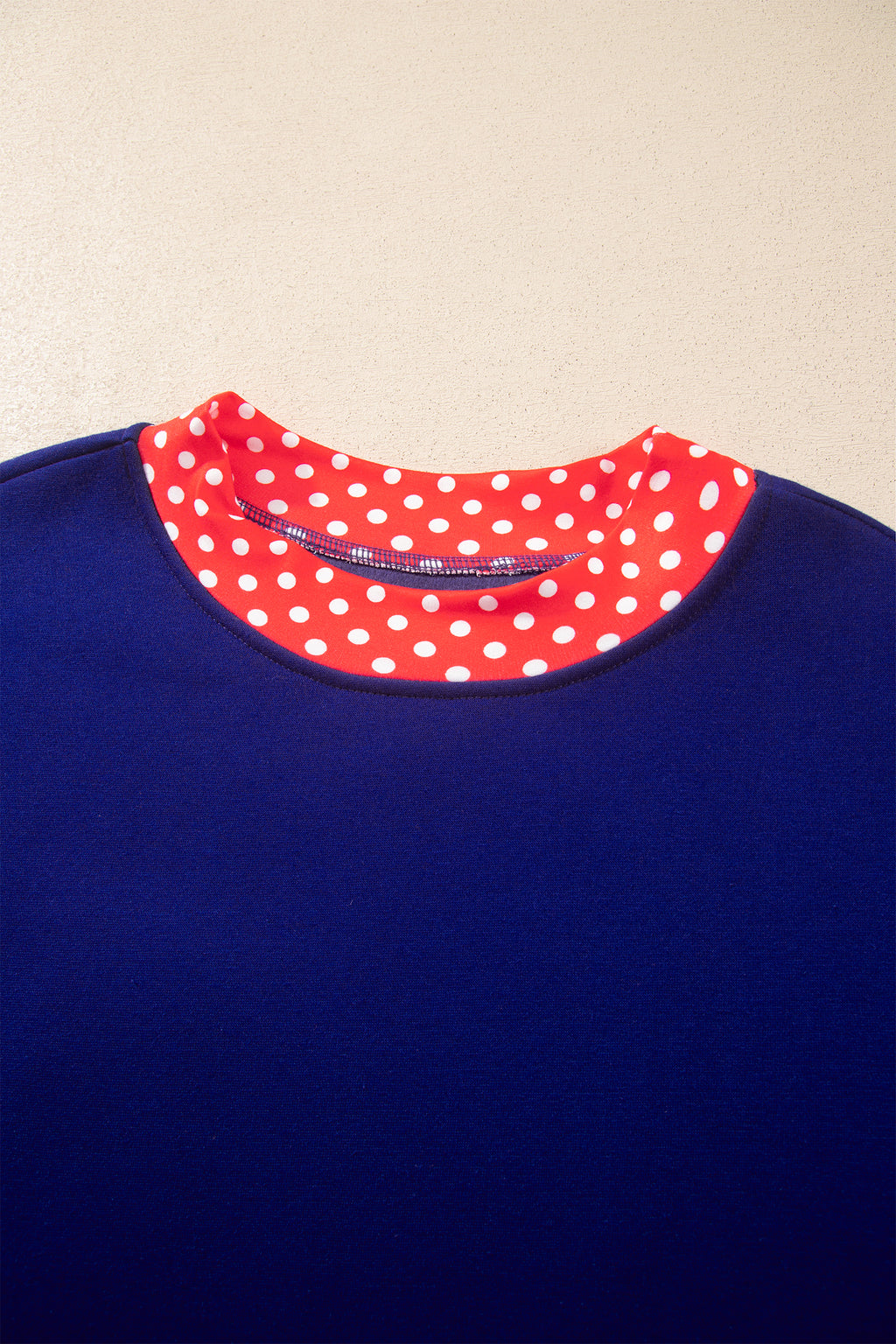 Orange Colorblock Polka Dot Contrast Trim Oversized Sweatshirt