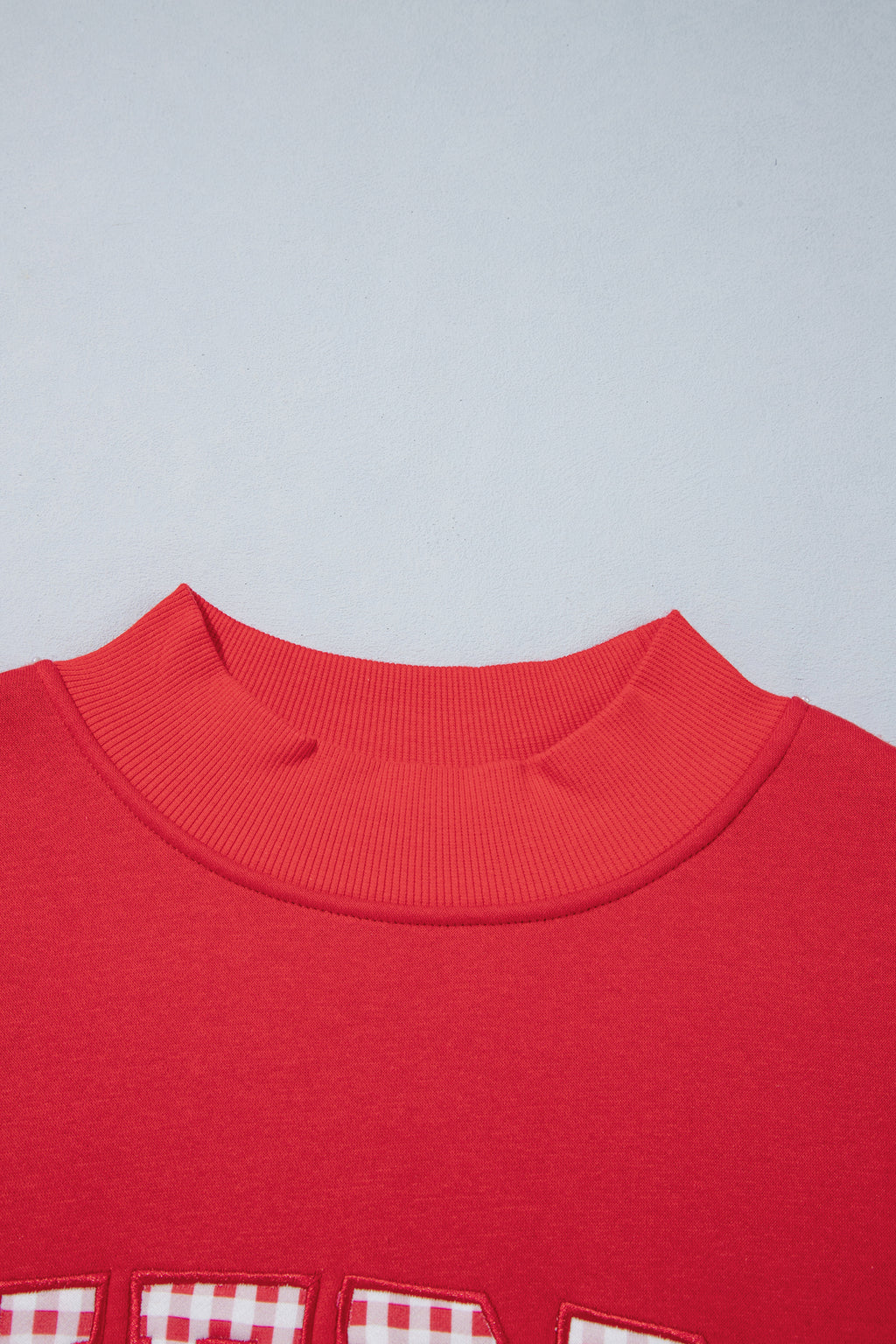 Fiery Red Gingham Plaid Oversized Pullover Sweatshirt