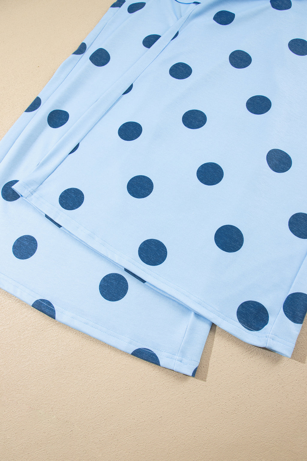 Sky Blue Polka Dot Elastic Waist Wide Leg Plus Size Pants
