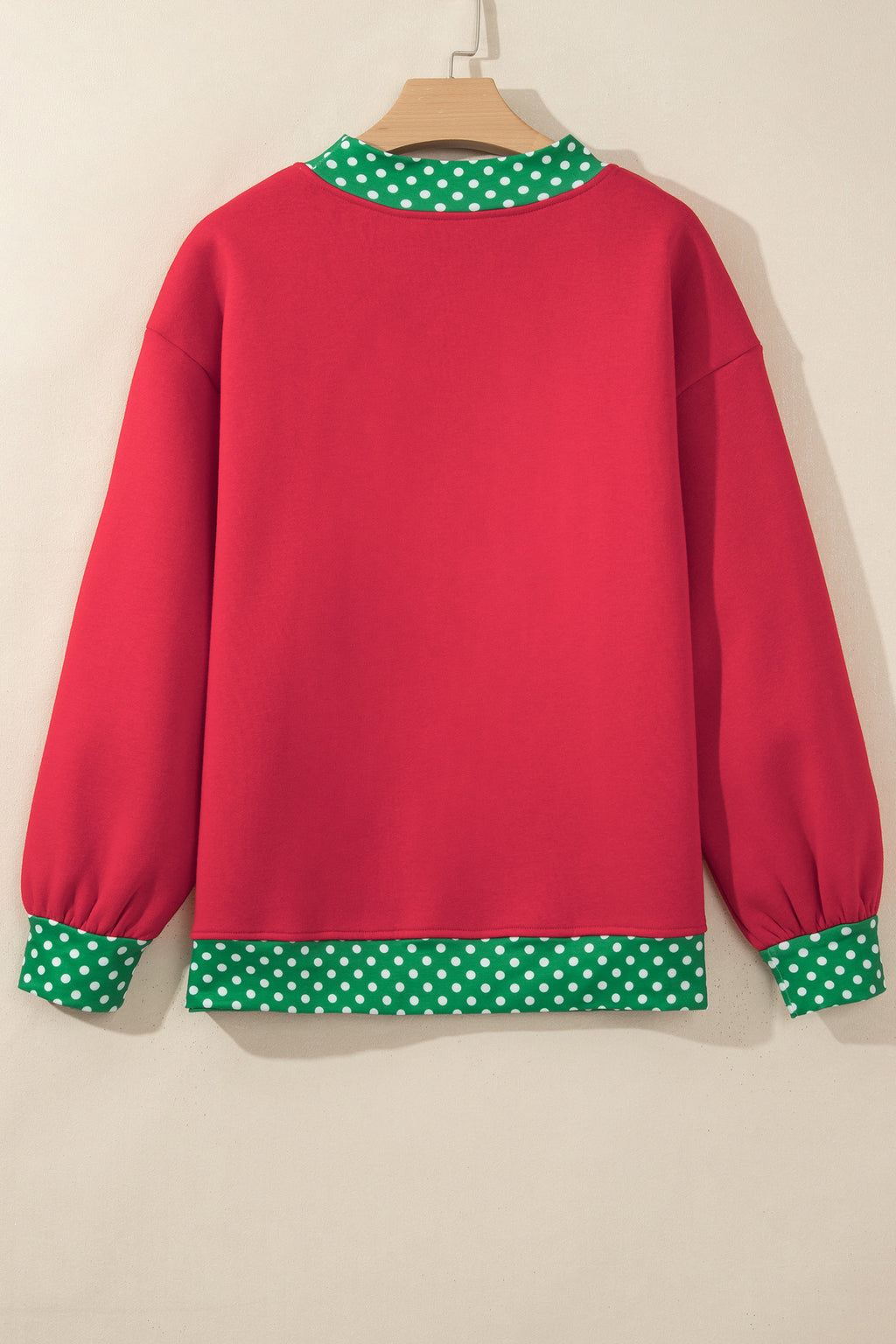Orange Colorblock Polka Dot Contrast Trim Oversized Sweatshirt