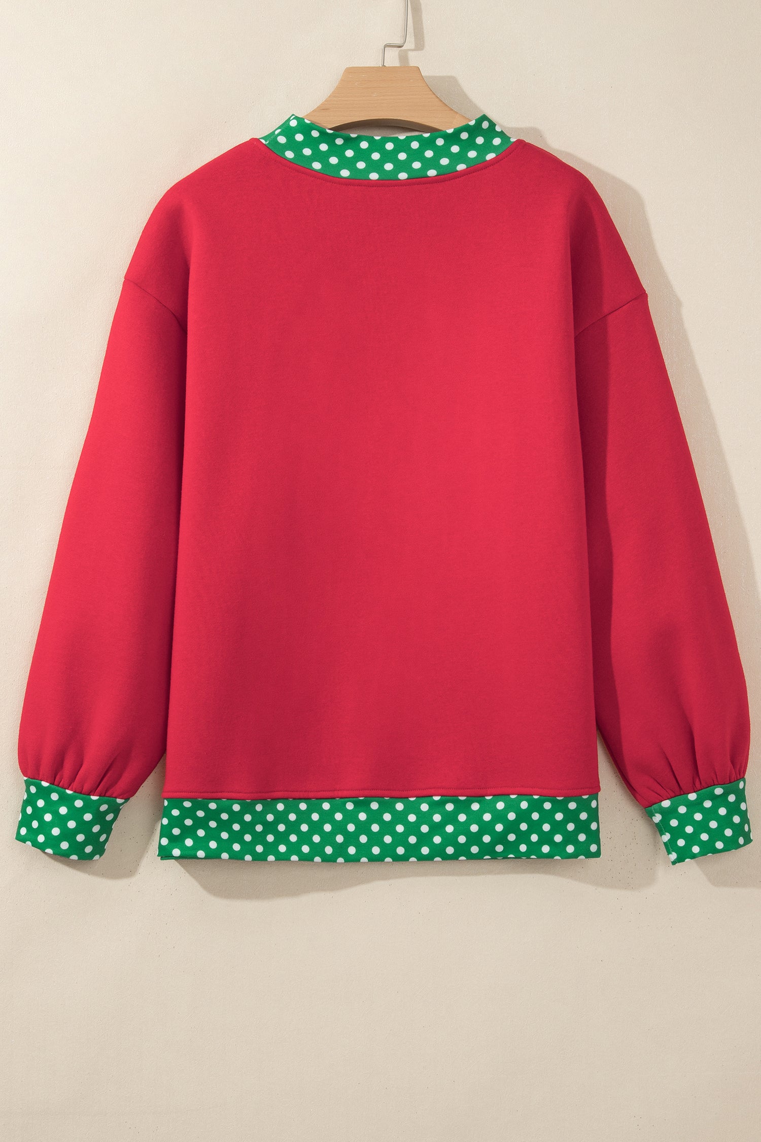 Orange Colorblock Polka Dot Contrast Trim Oversized Sweatshirt