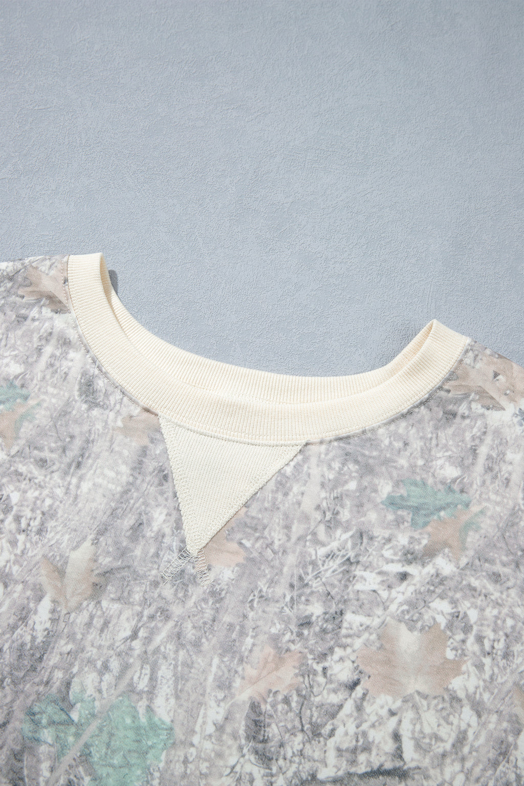 Khaki Camouflage Print Round Neck Long Sleeve Shift Plus Size Sweatshirt