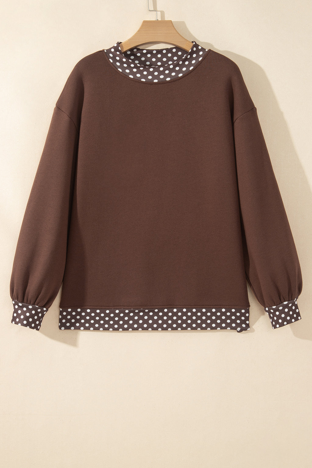Orange Colorblock Polka Dot Contrast Trim Oversized Sweatshirt