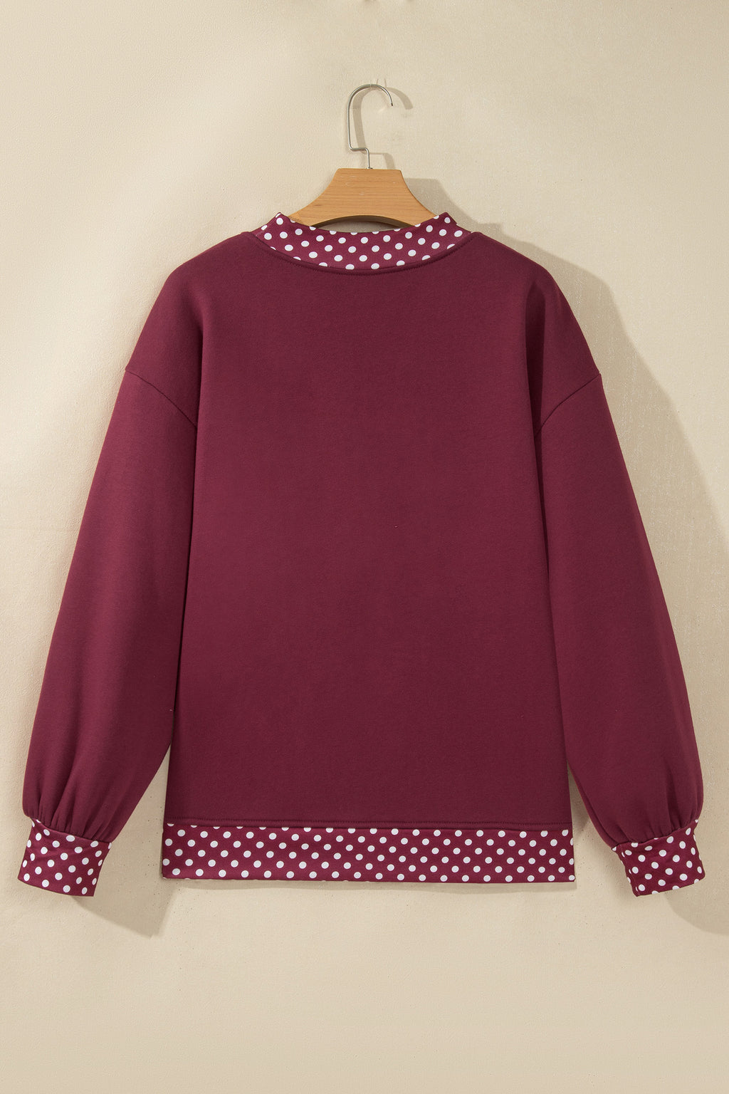 Orange Colorblock Polka Dot Contrast Trim Oversized Sweatshirt