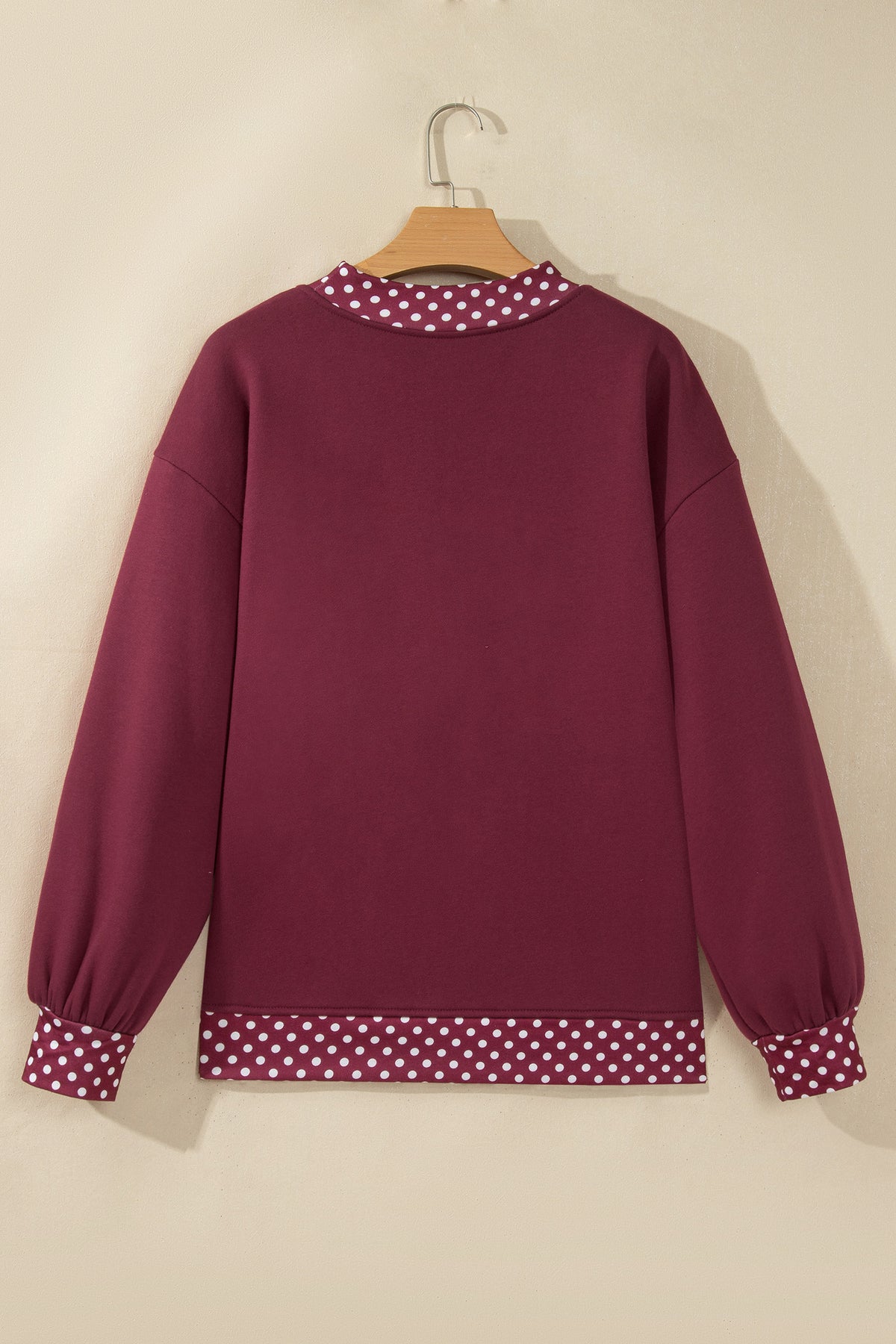 Orange Colorblock Polka Dot Contrast Trim Oversized Sweatshirt