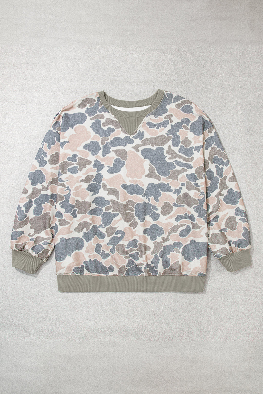 Multicolour Camouflage Print Shift Silhouette Long Sleeve Plus Size Sweatshirt