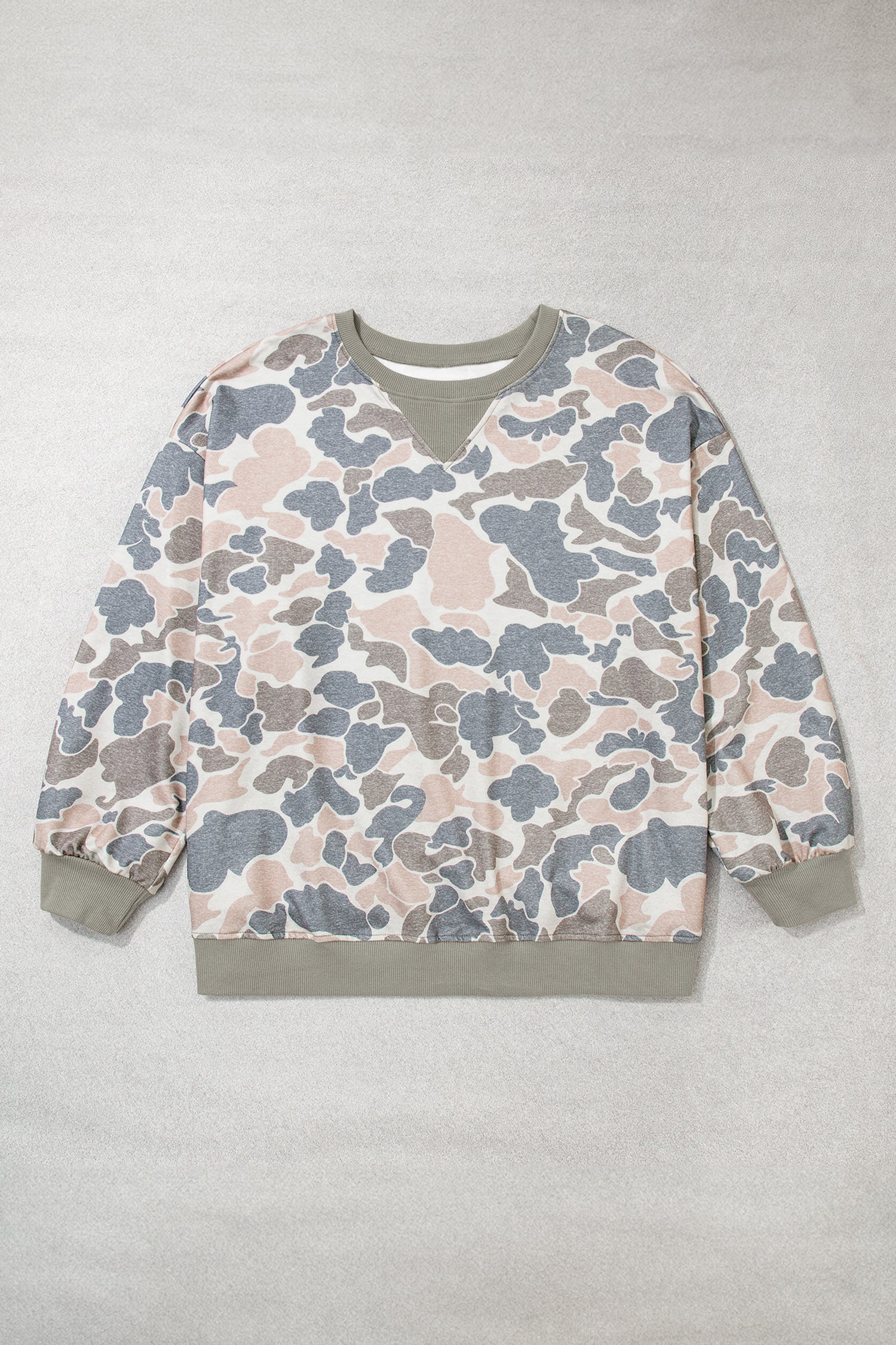 Multicolour Camouflage Print Shift Silhouette Long Sleeve Plus Size Sweatshirt