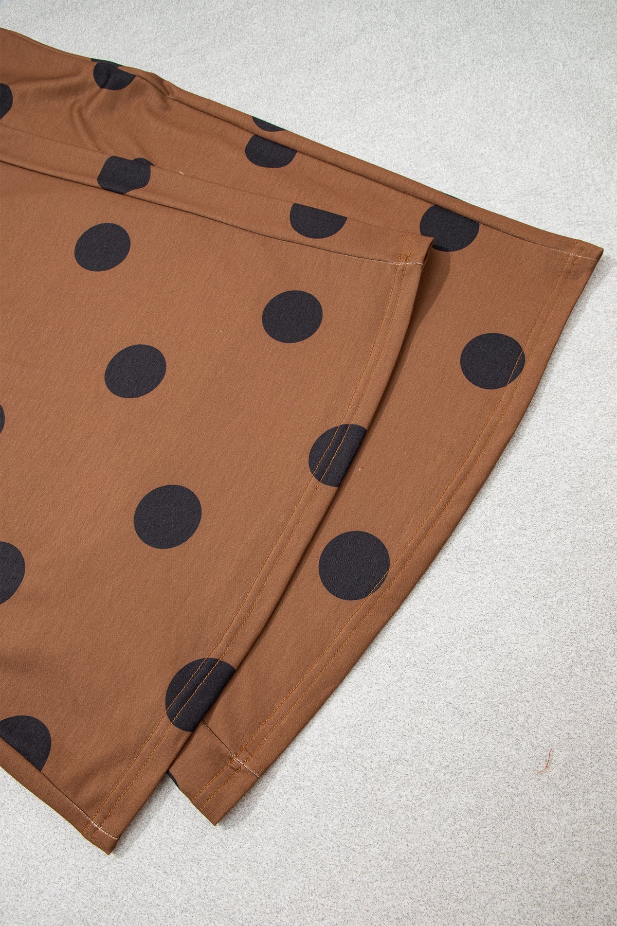 Khaki Polka Dot Wide Leg Elastic Waist Casual Pants