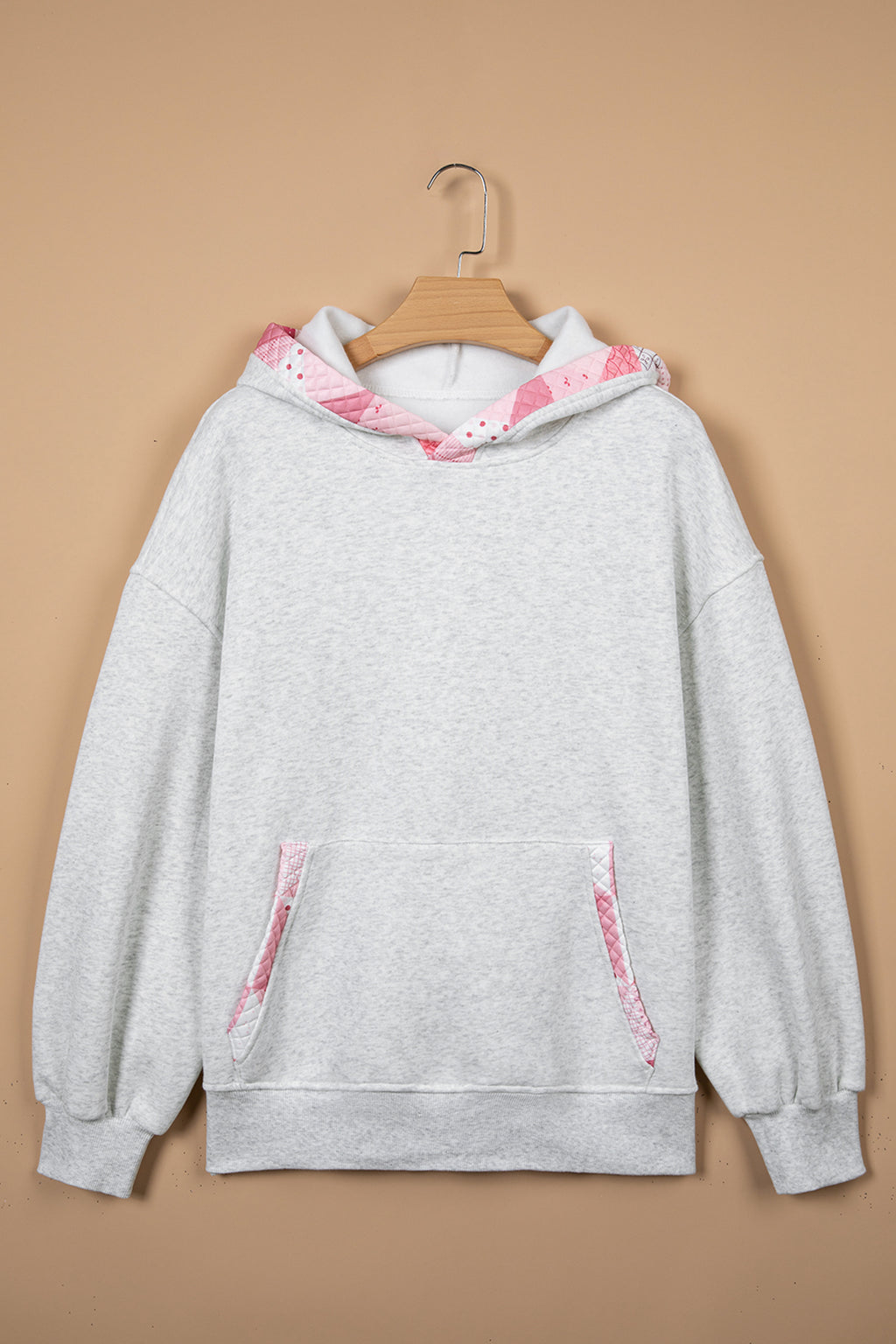 Gray Contrast Patchwork Oversized Hoodie