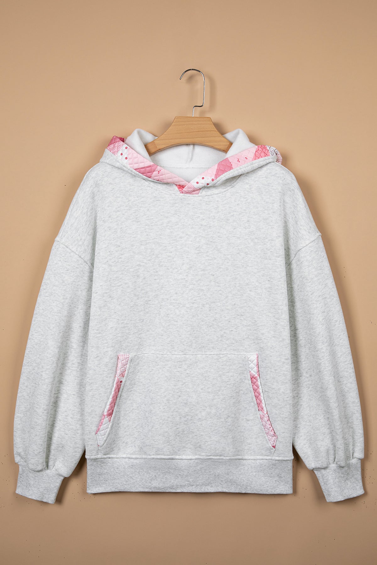 Gray Contrast Patchwork Oversized Hoodie