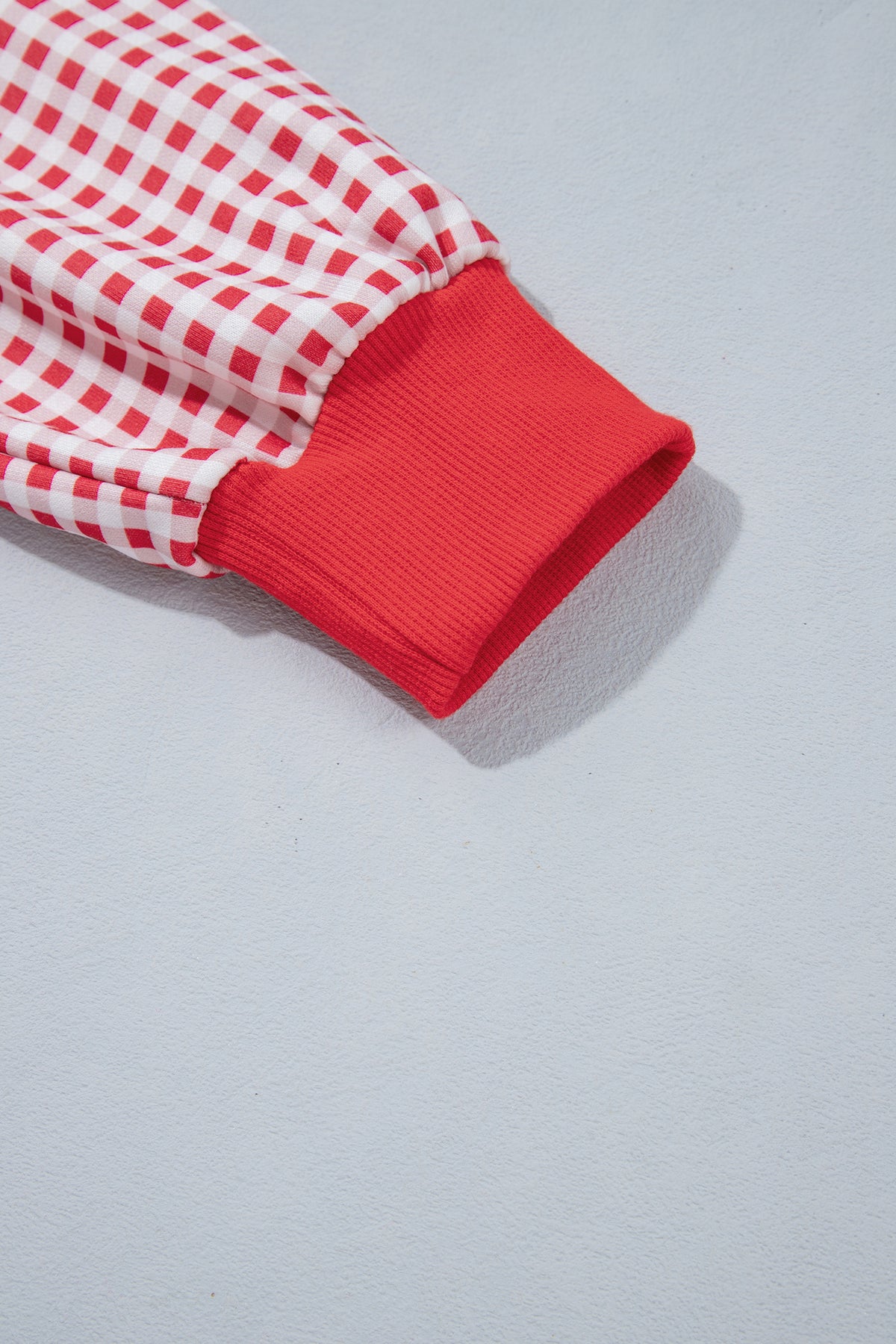 Fiery Red Gingham Plaid Oversized Pullover Sweatshirt