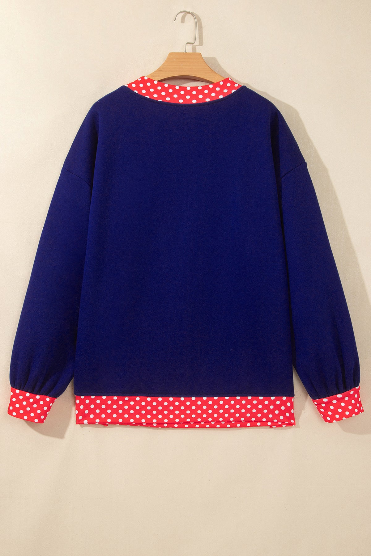 Orange Colorblock Polka Dot Contrast Trim Oversized Sweatshirt