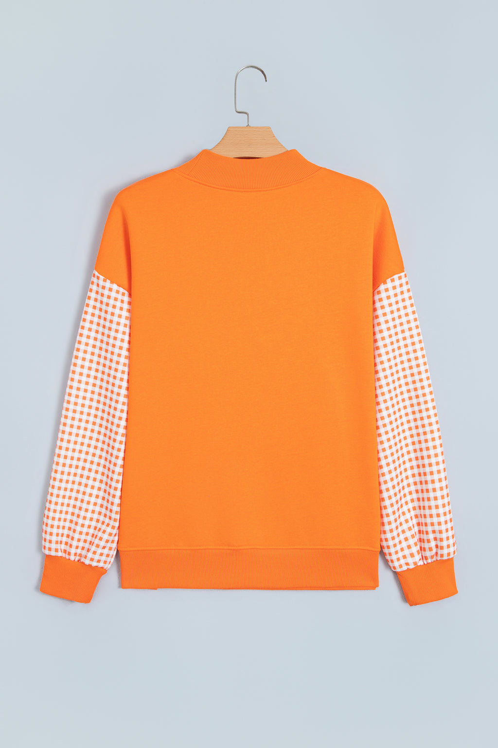 Fiery Red Gingham Plaid Oversized Pullover Sweatshirt
