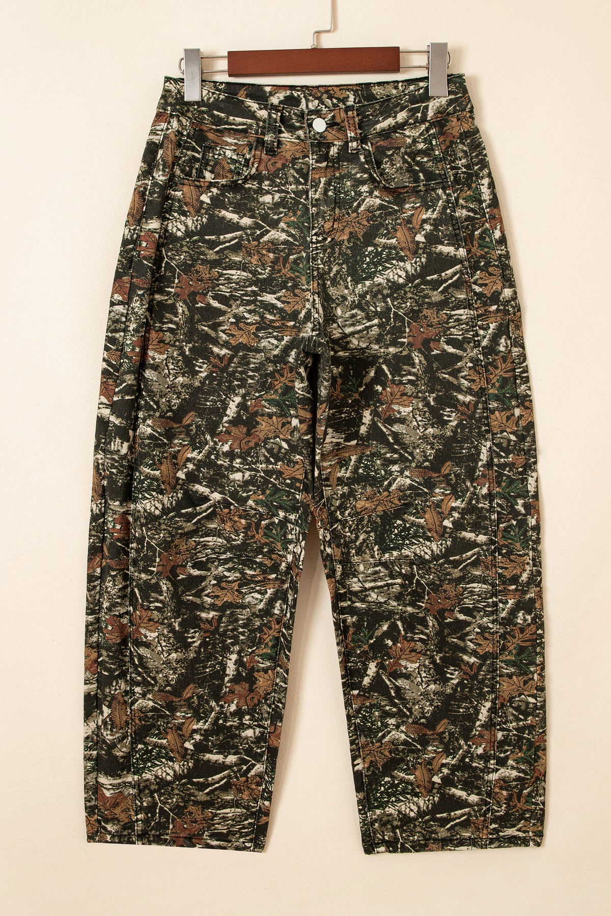 Multicolour Western Woodland Camouflage Straight Leg Shift Jeans
