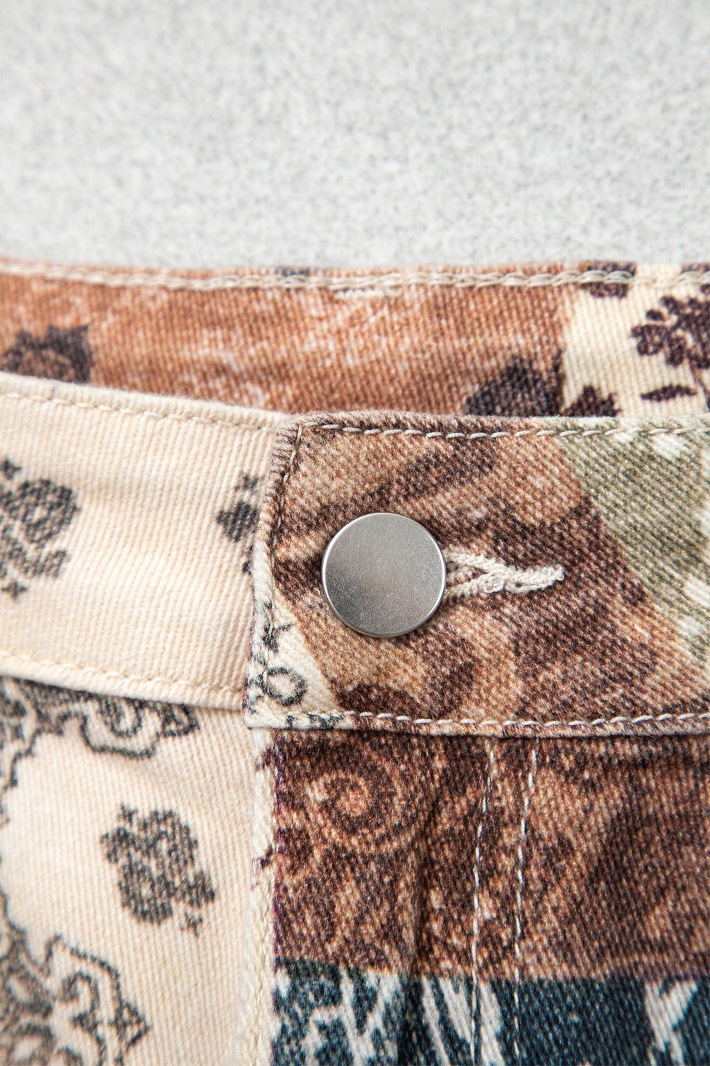 Brown Western Print Casual Shift Jeans
