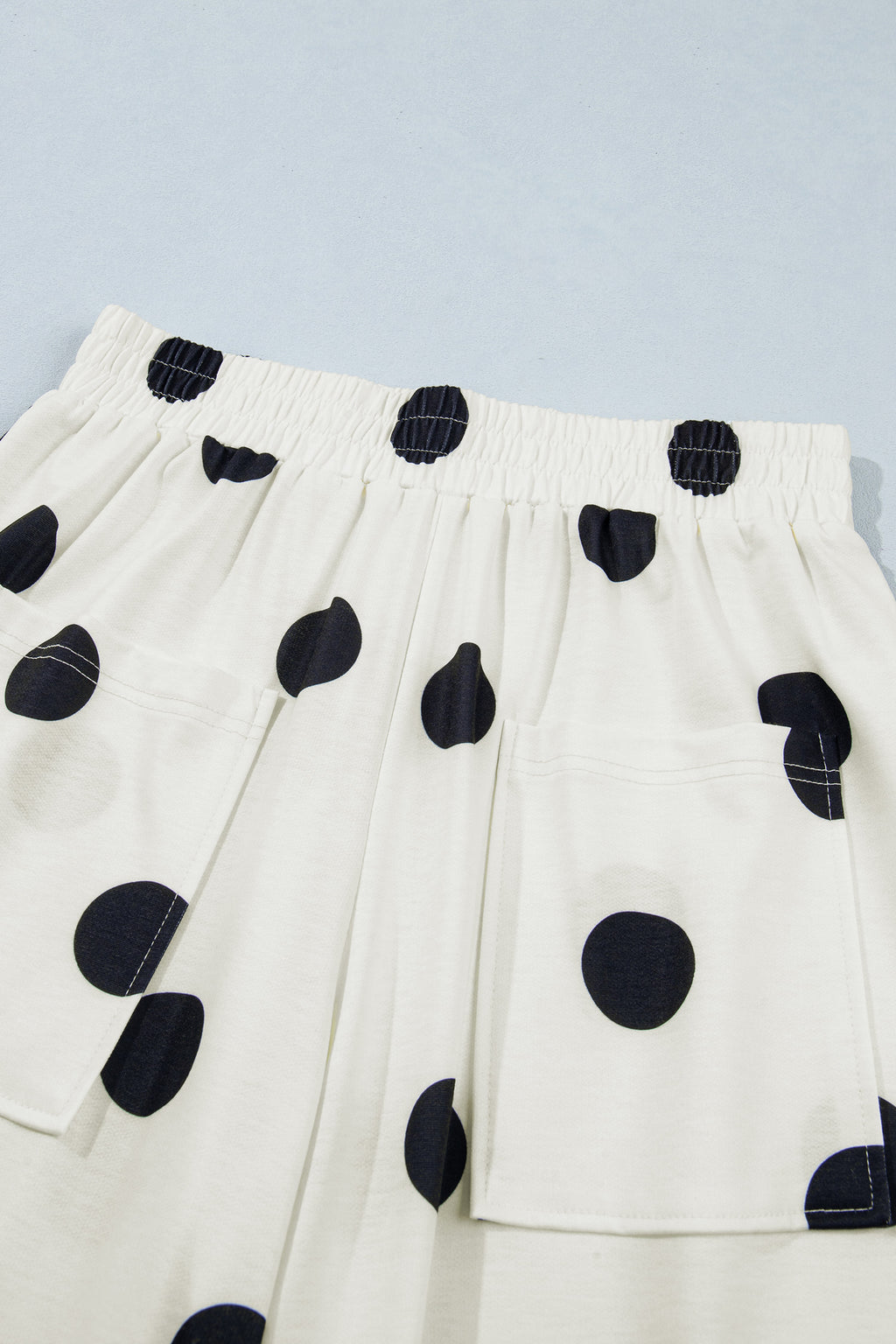 Khaki Polka Dot Wide Leg Elastic Waist Casual Pants
