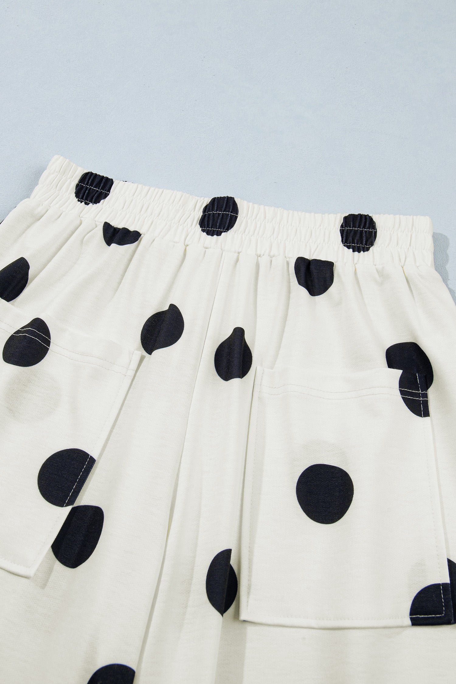 Khaki Polka Dot Wide Leg Elastic Waist Casual Pants