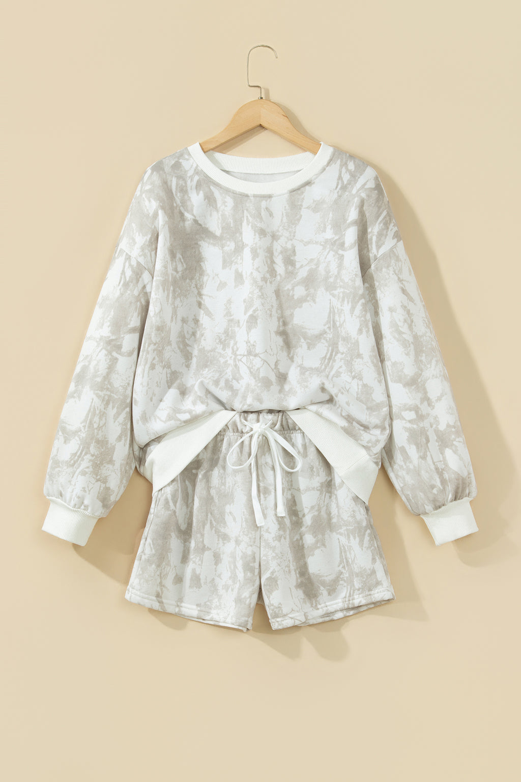 Khaki Woodland Camouflage Long Sleeve Top and Shorts Set