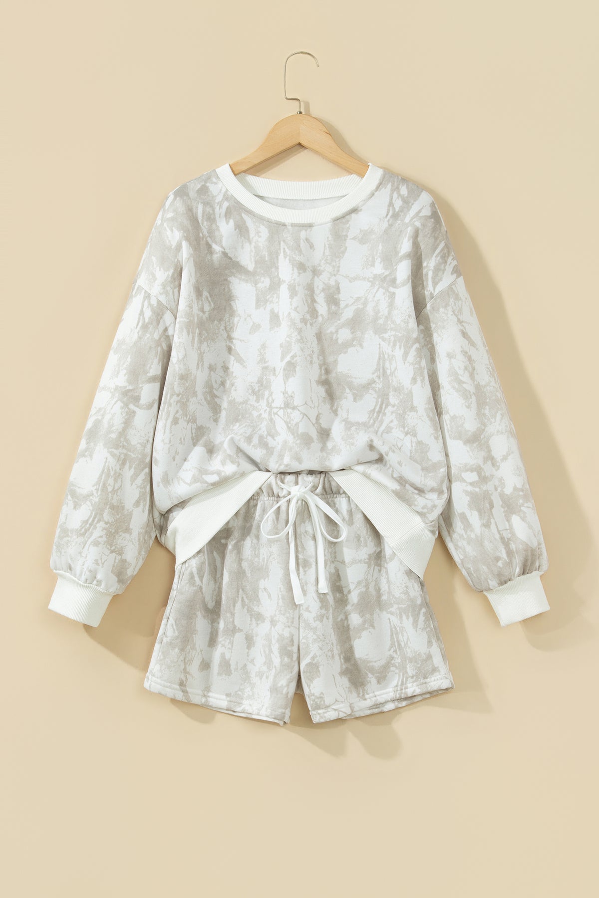 Khaki Woodland Camouflage Long Sleeve Top and Shorts Set