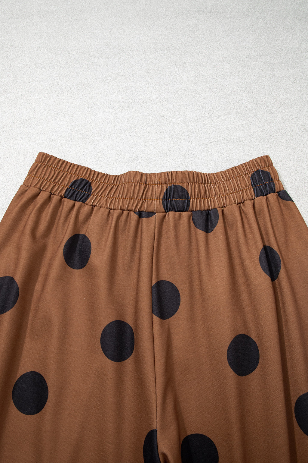 Khaki Polka Dot Wide Leg Elastic Waist Casual Pants