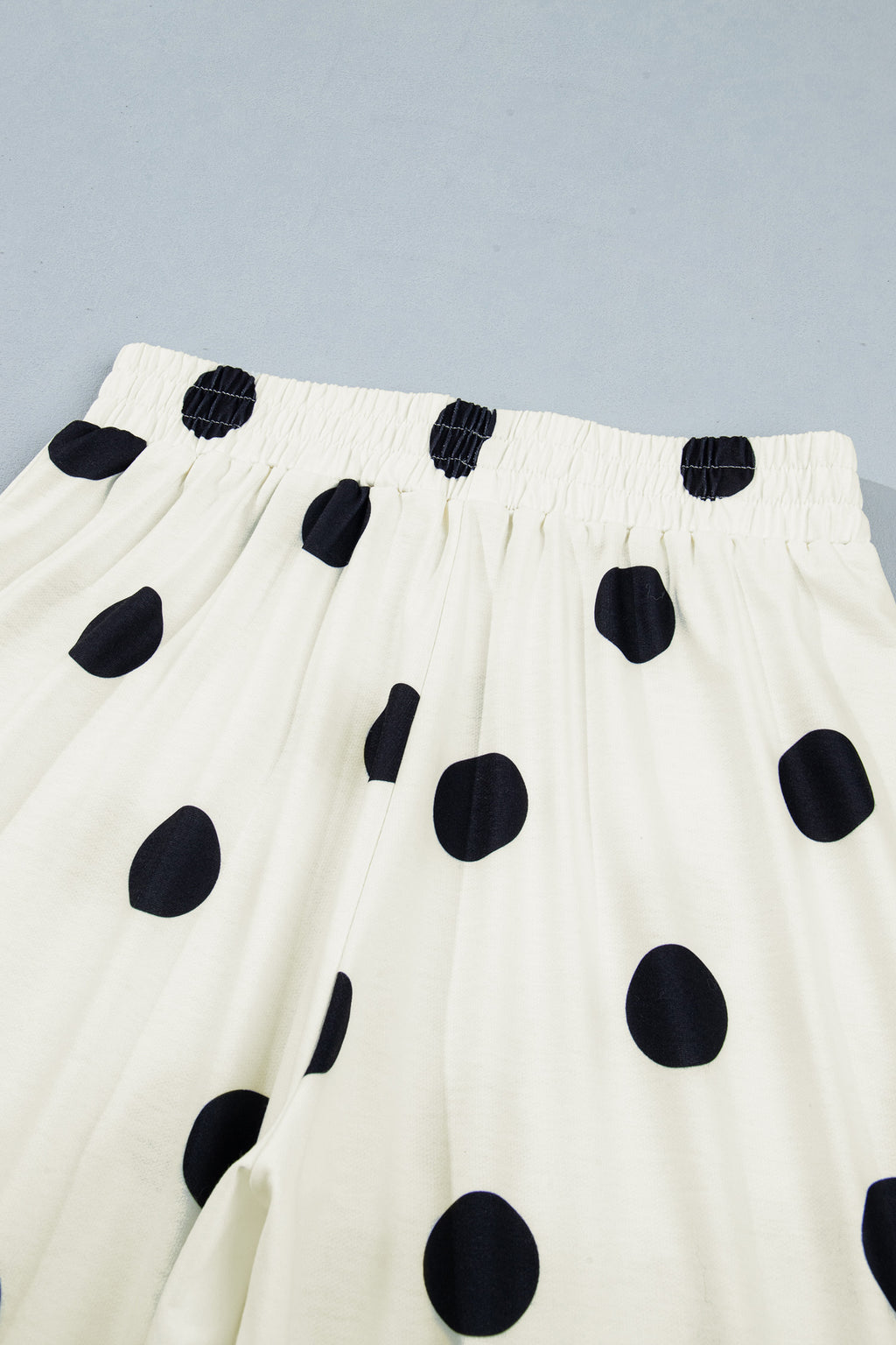 Khaki Polka Dot Wide Leg Elastic Waist Casual Pants