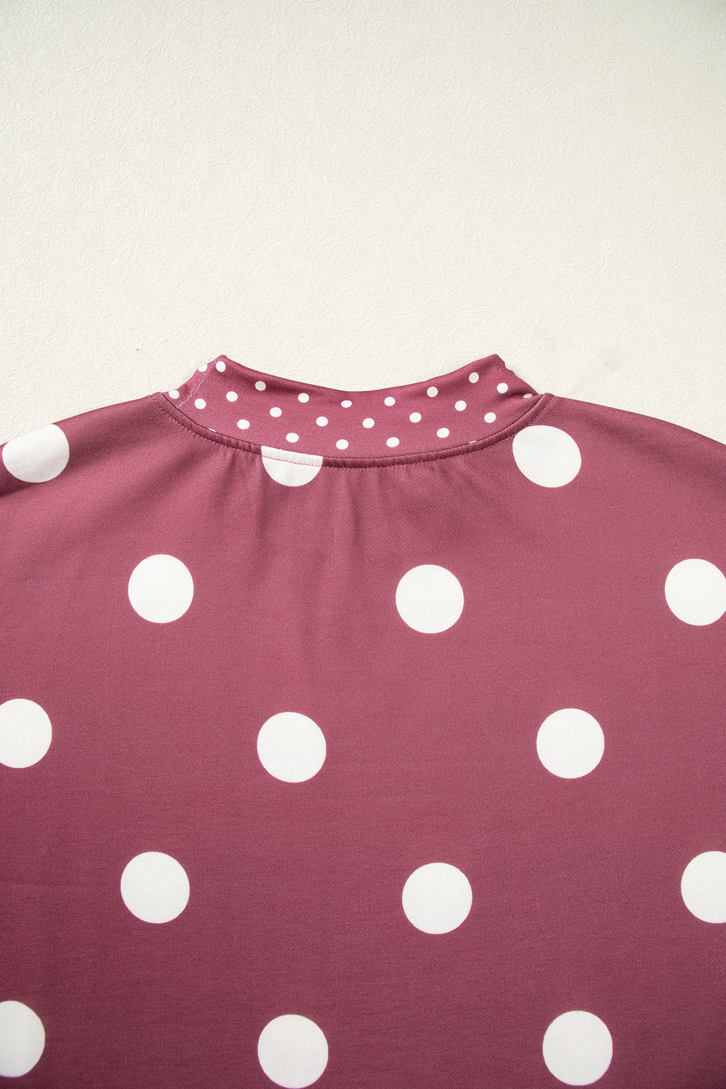 Pink Polka Dot Print Contrast Detail Oversized Tunic Sweatshirt