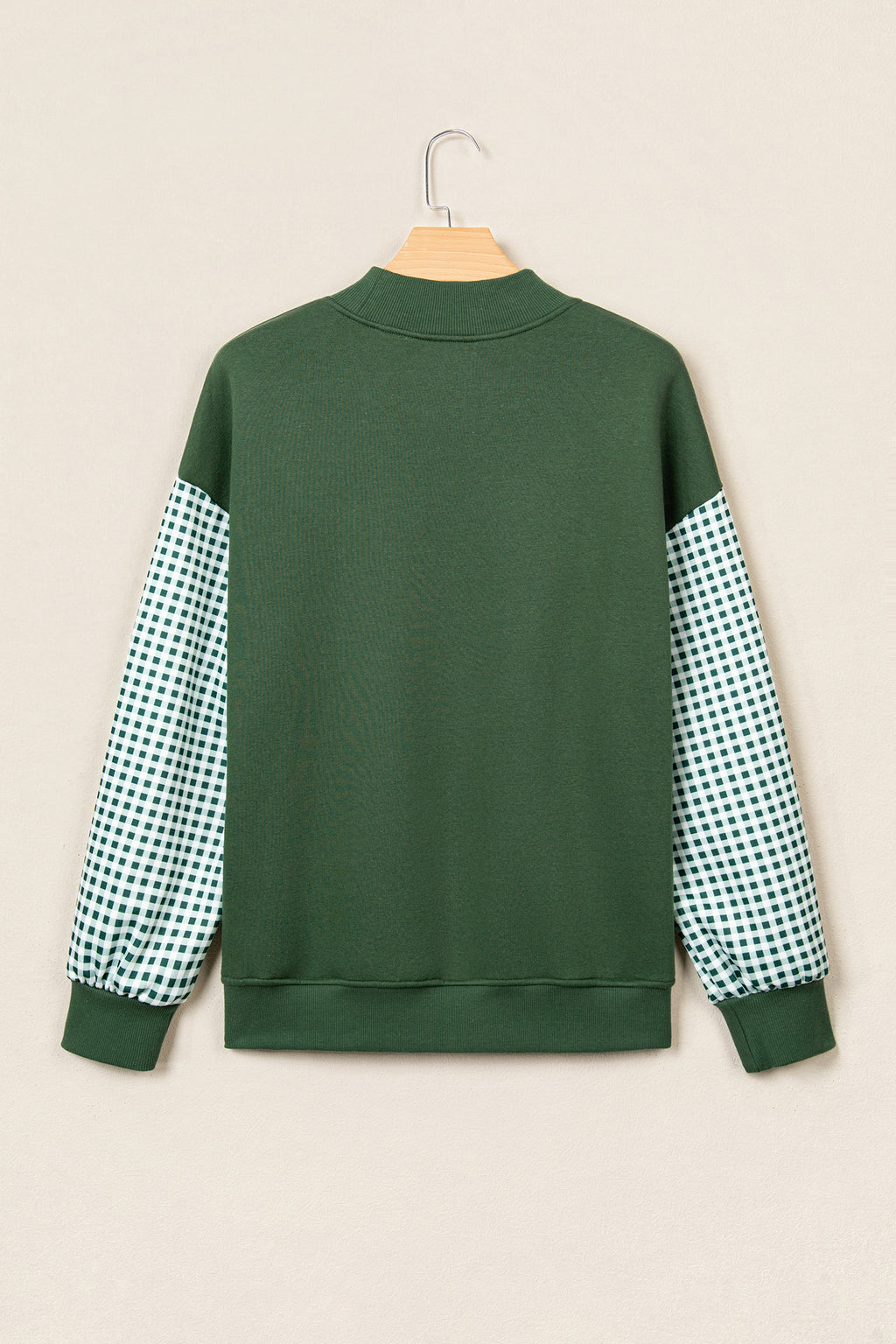Fiery Red Gingham Plaid Oversized Pullover Sweatshirt