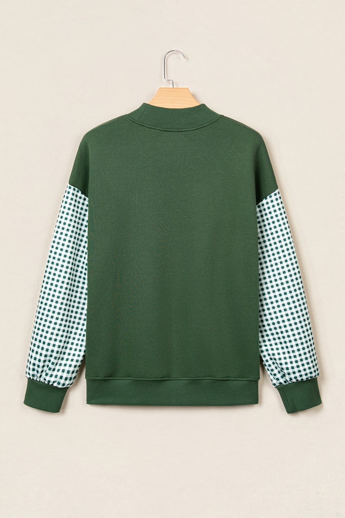 Fiery Red Gingham Plaid Oversized Pullover Sweatshirt