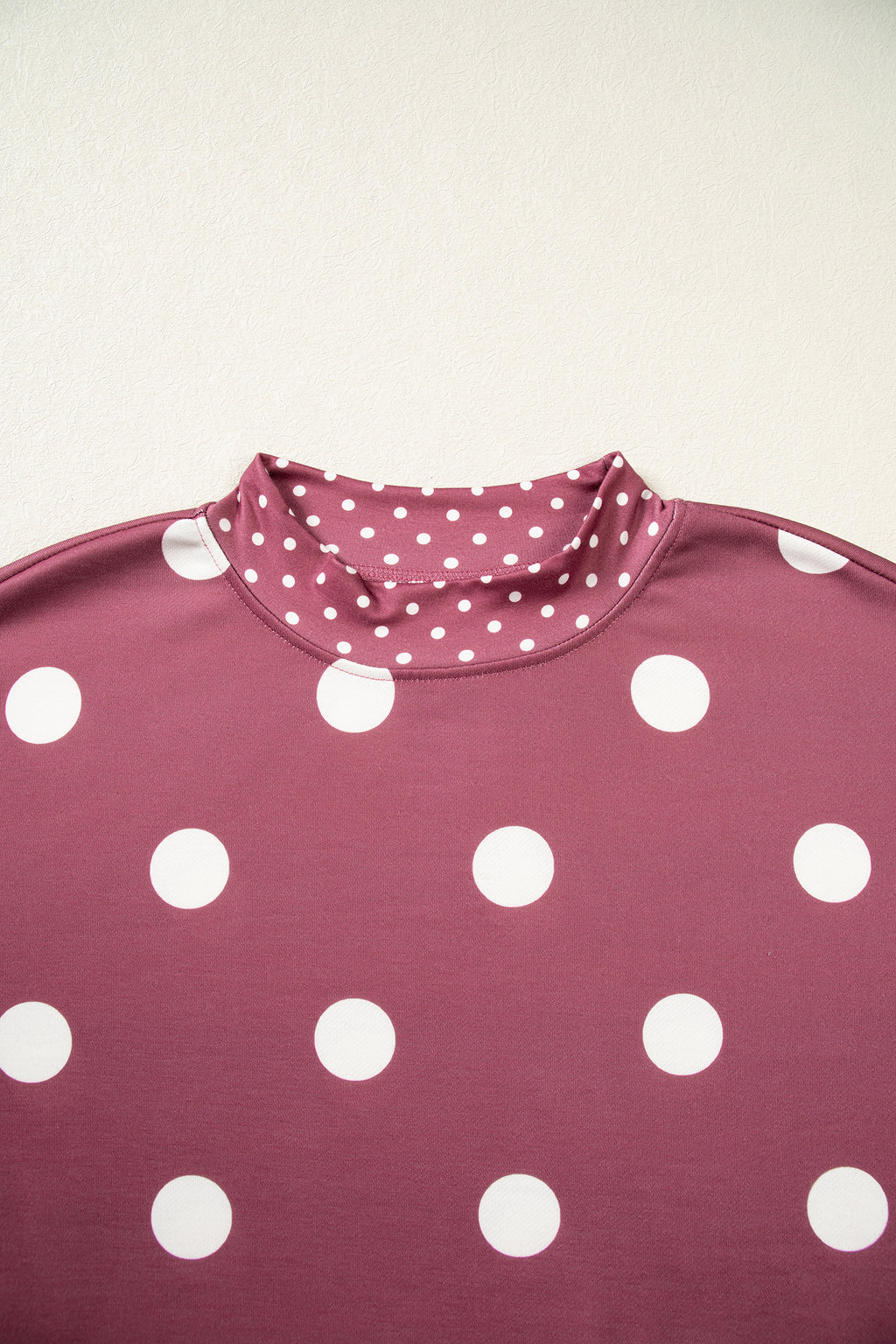 Pink Polka Dot Print Contrast Detail Oversized Tunic Sweatshirt