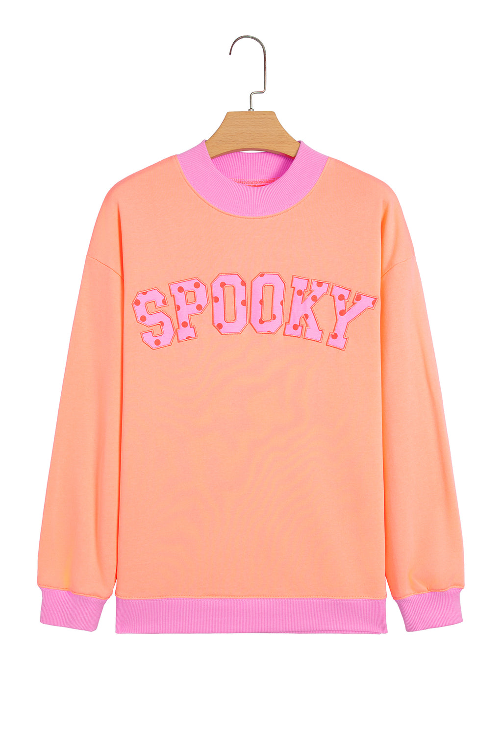 Grapefruit Orange Polka Dot Letter Graphic Colorblock Tunic Sweatshirt
