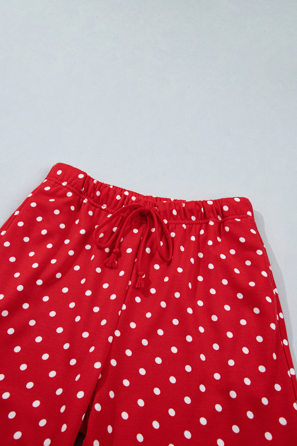 Brown Polka Dot Drawstring Wide Leg Long Sleeve Top Pant Set