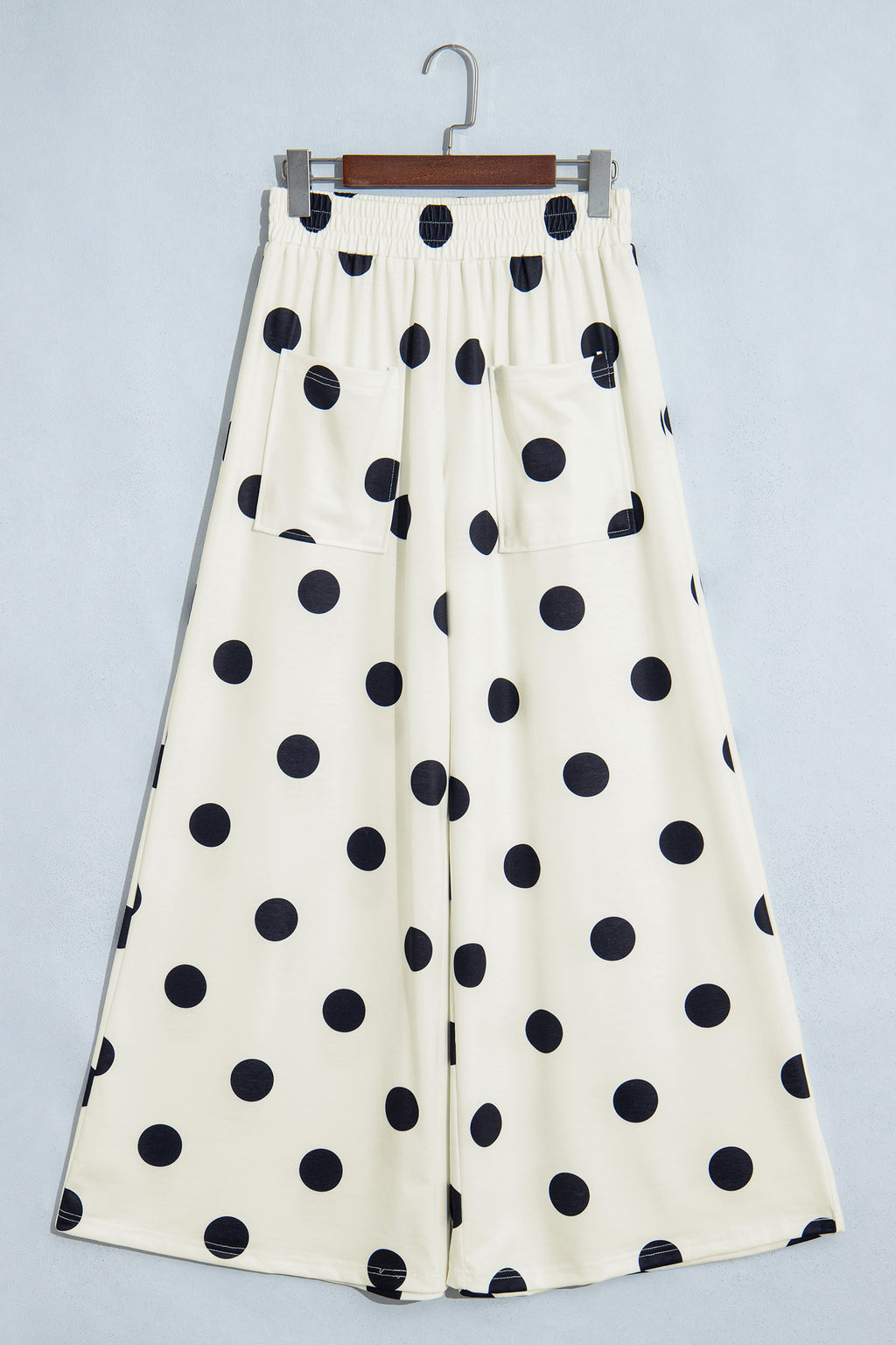 Khaki Polka Dot Wide Leg Elastic Waist Casual Pants