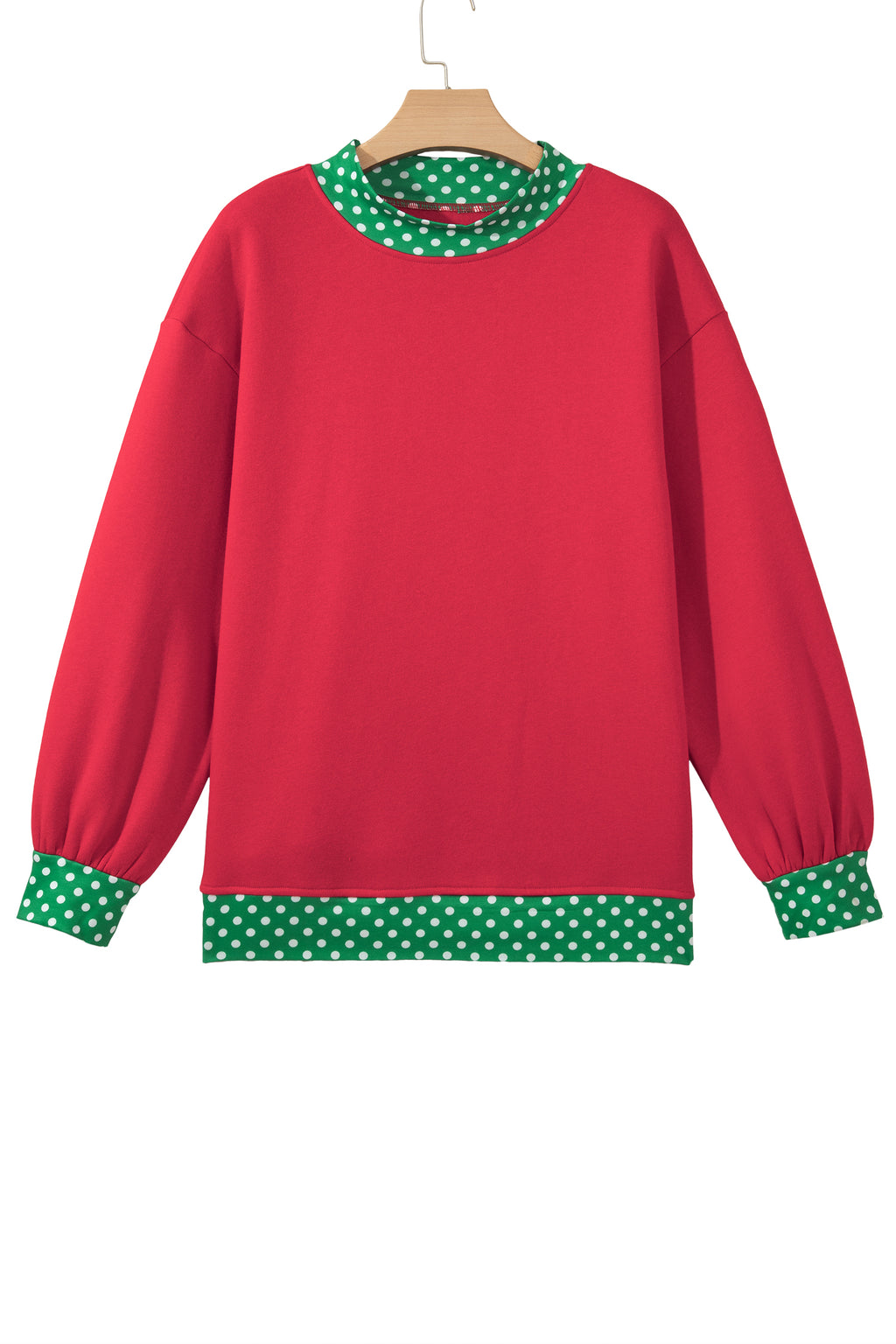 Orange Colorblock Polka Dot Contrast Trim Oversized Sweatshirt