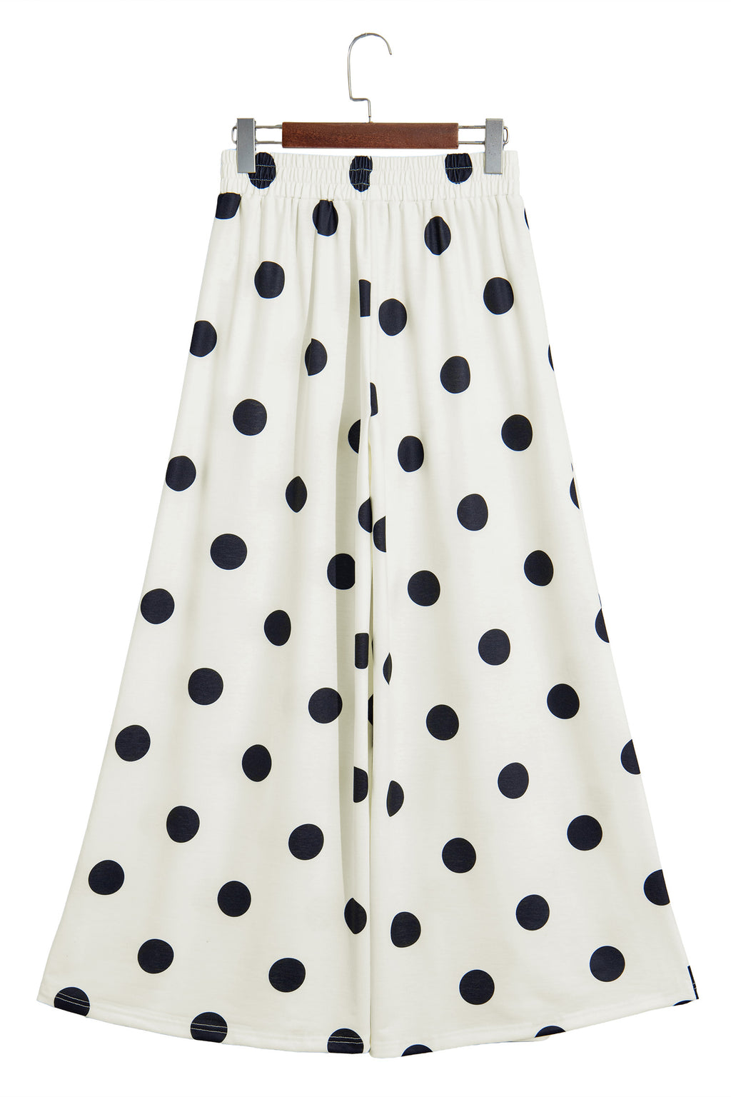 Khaki Polka Dot Wide Leg Elastic Waist Casual Pants