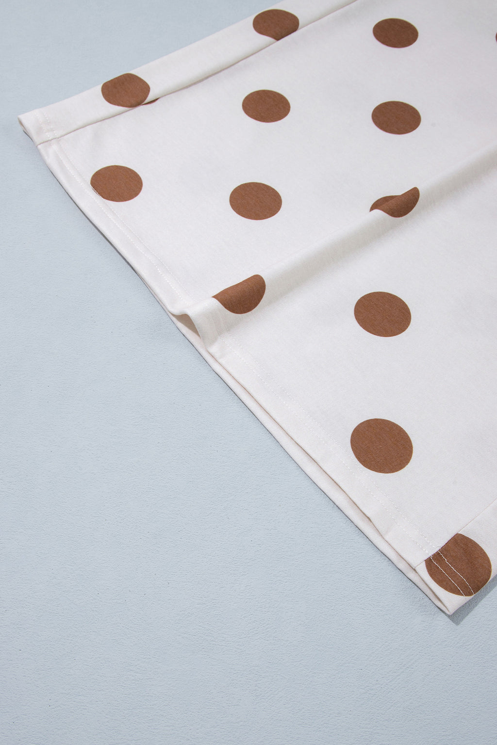 Sky Blue Polka Dot Elastic Waist Wide Leg Plus Size Pants