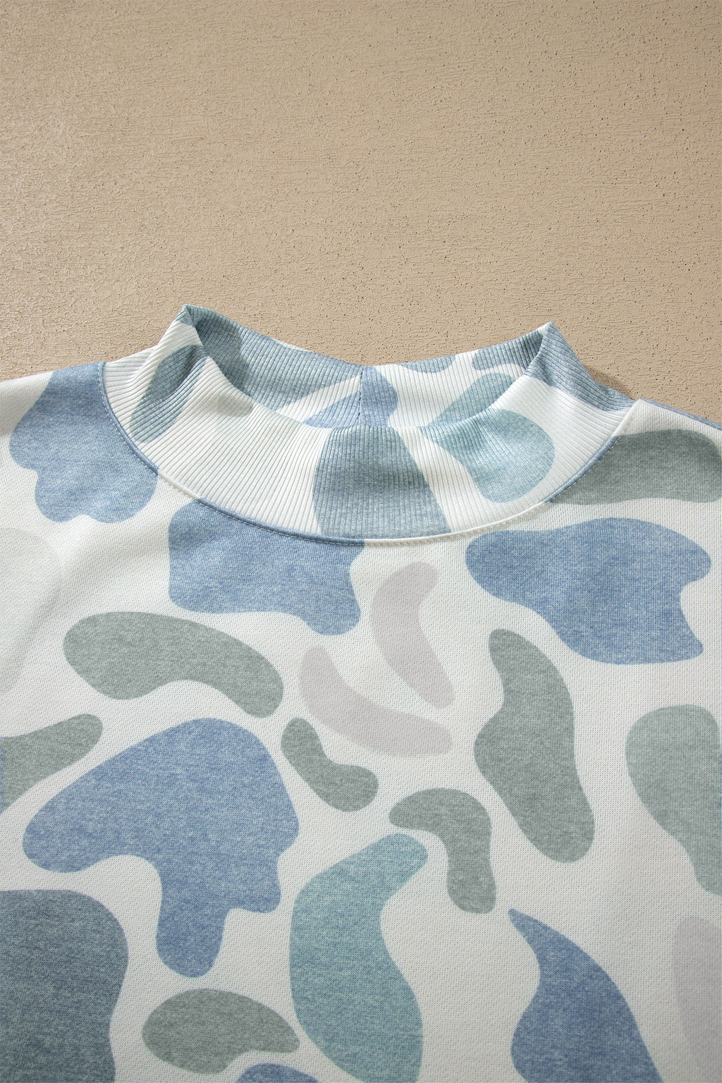 Sky Blue Camouflage Western Style Pullover Sweatshirt